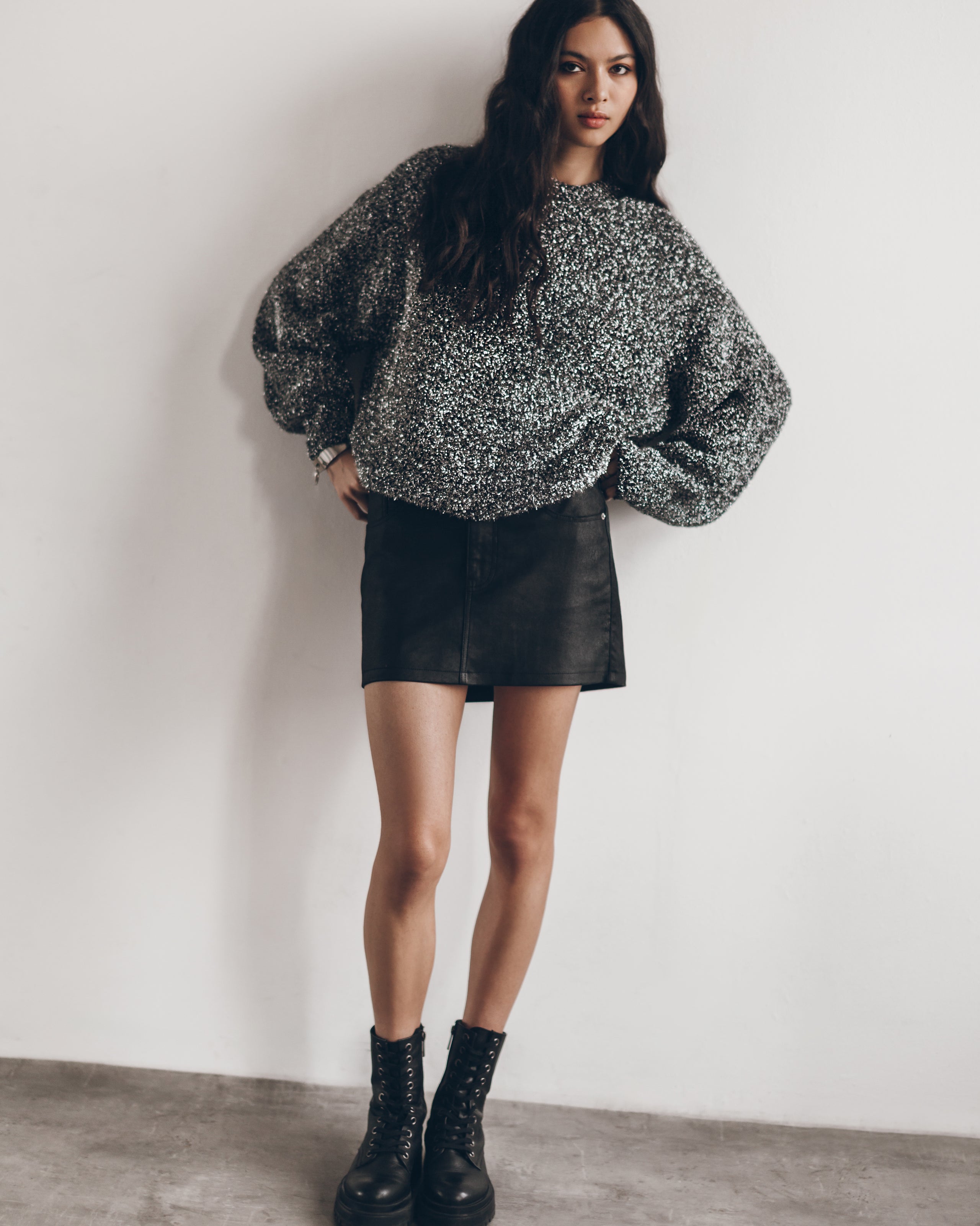 The Grey Sparkly Fluffy Knit Sweater