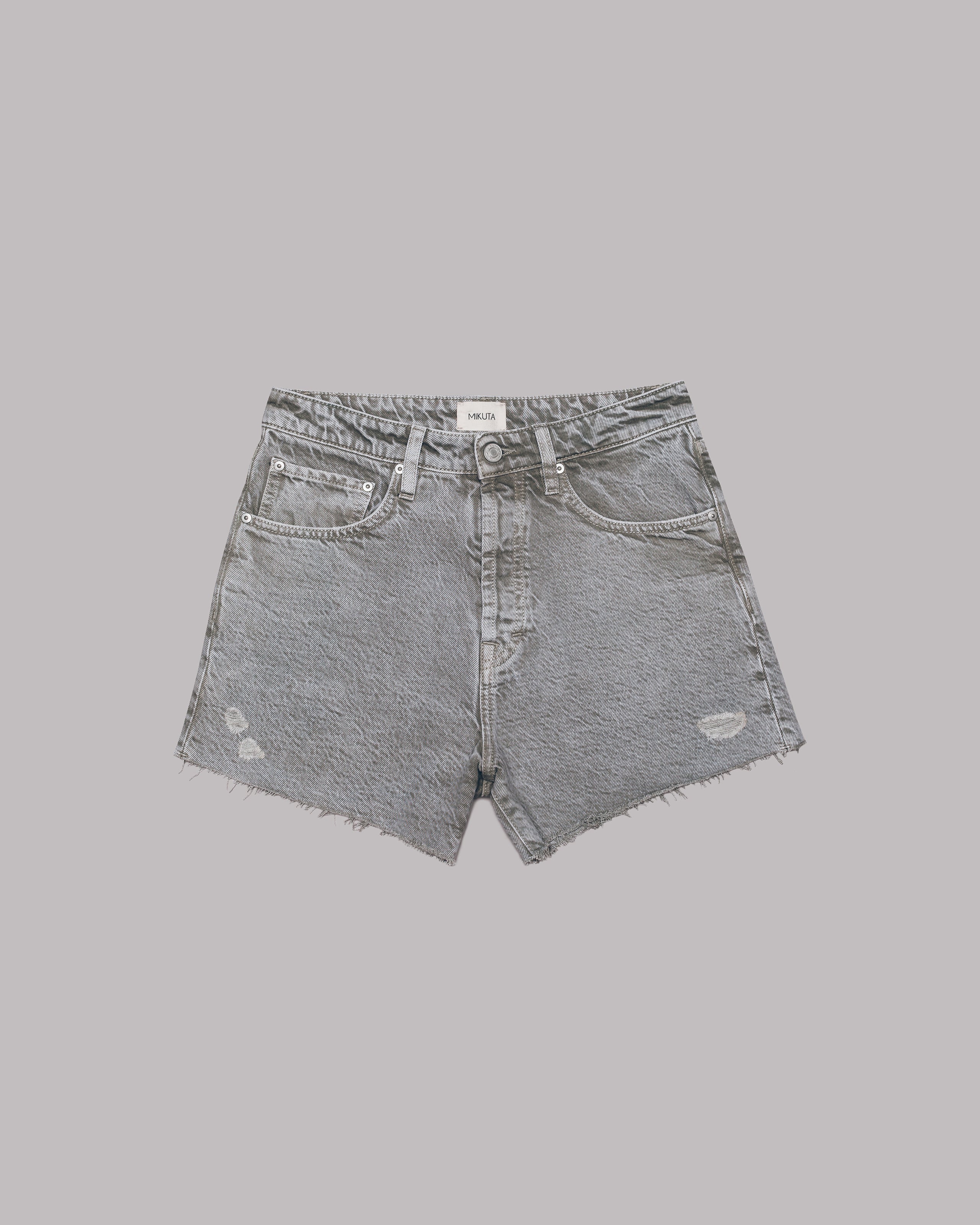 The Khaki Faded Denim Shorts