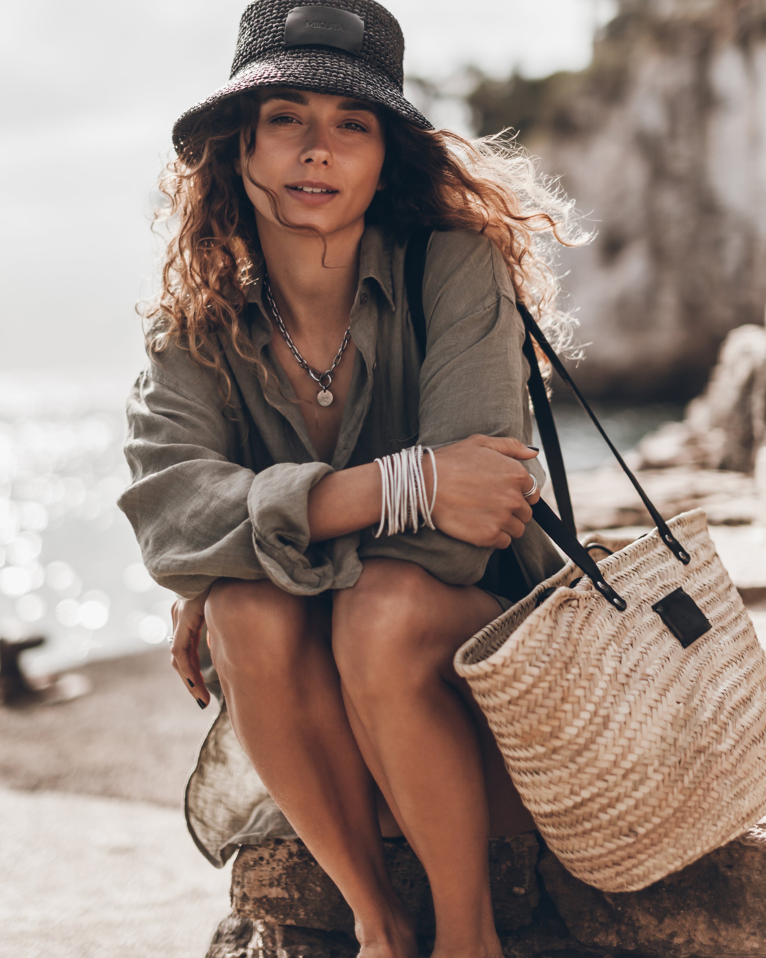 The Black Raffia Bucket Hat