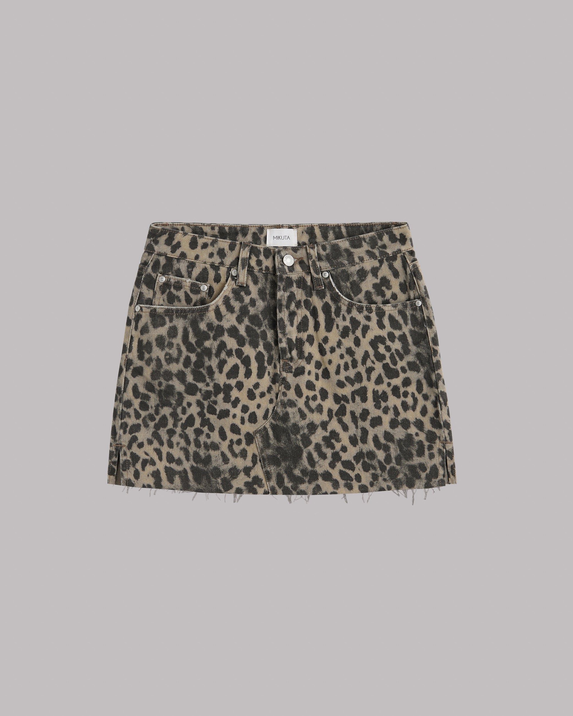 Denim Skirt Bermuda Leopardo Zara LEOPARD-PRINT DENIM SKIRT Brown