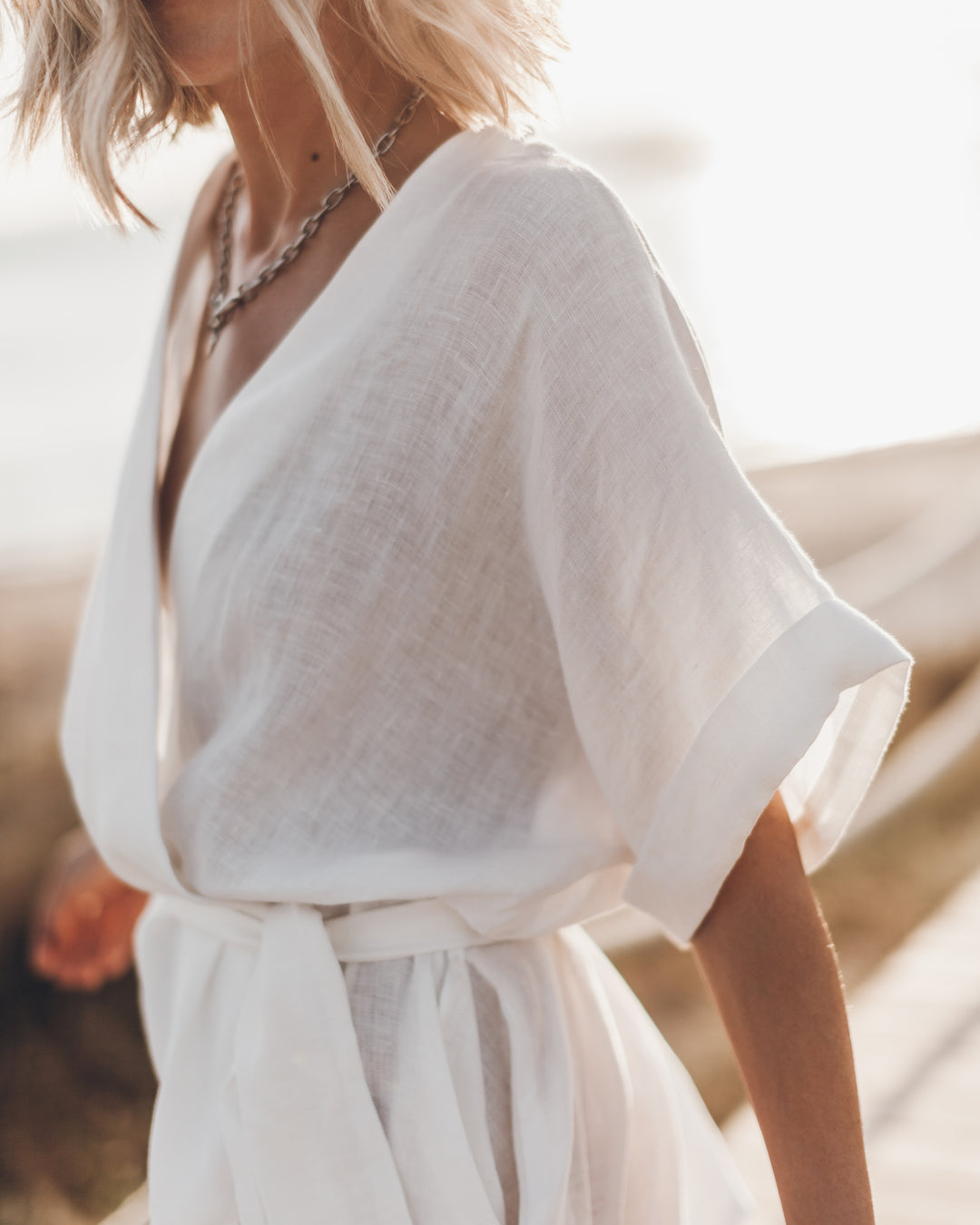 The White Linen Kimono Dress MIKUTA