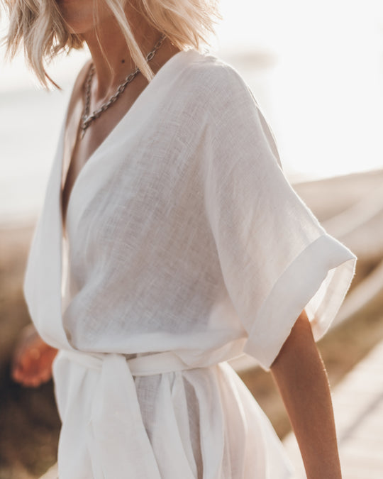 The White Linen Kimono Dress MIKUTA