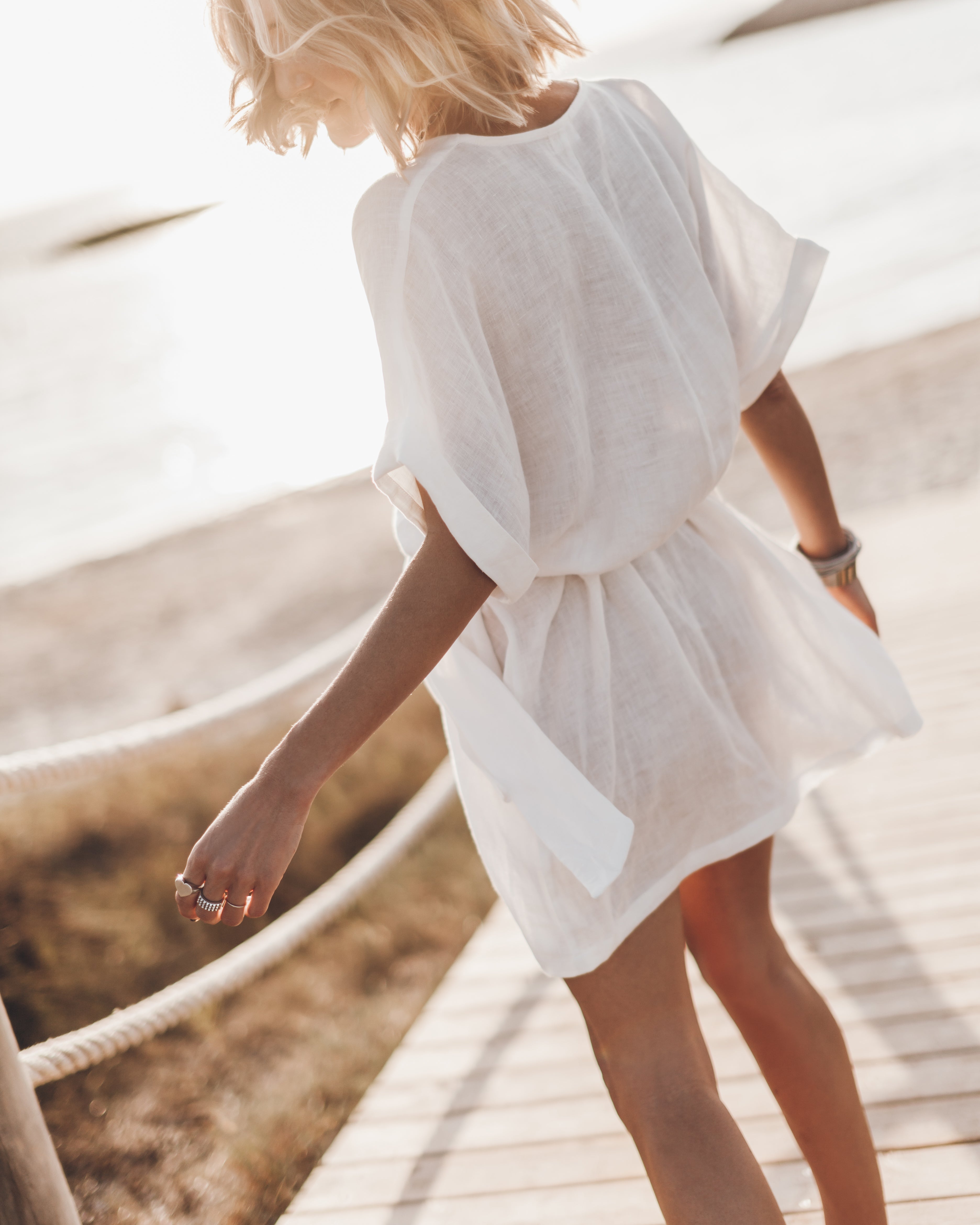 White Linen Kimono Dress – MIKUTA