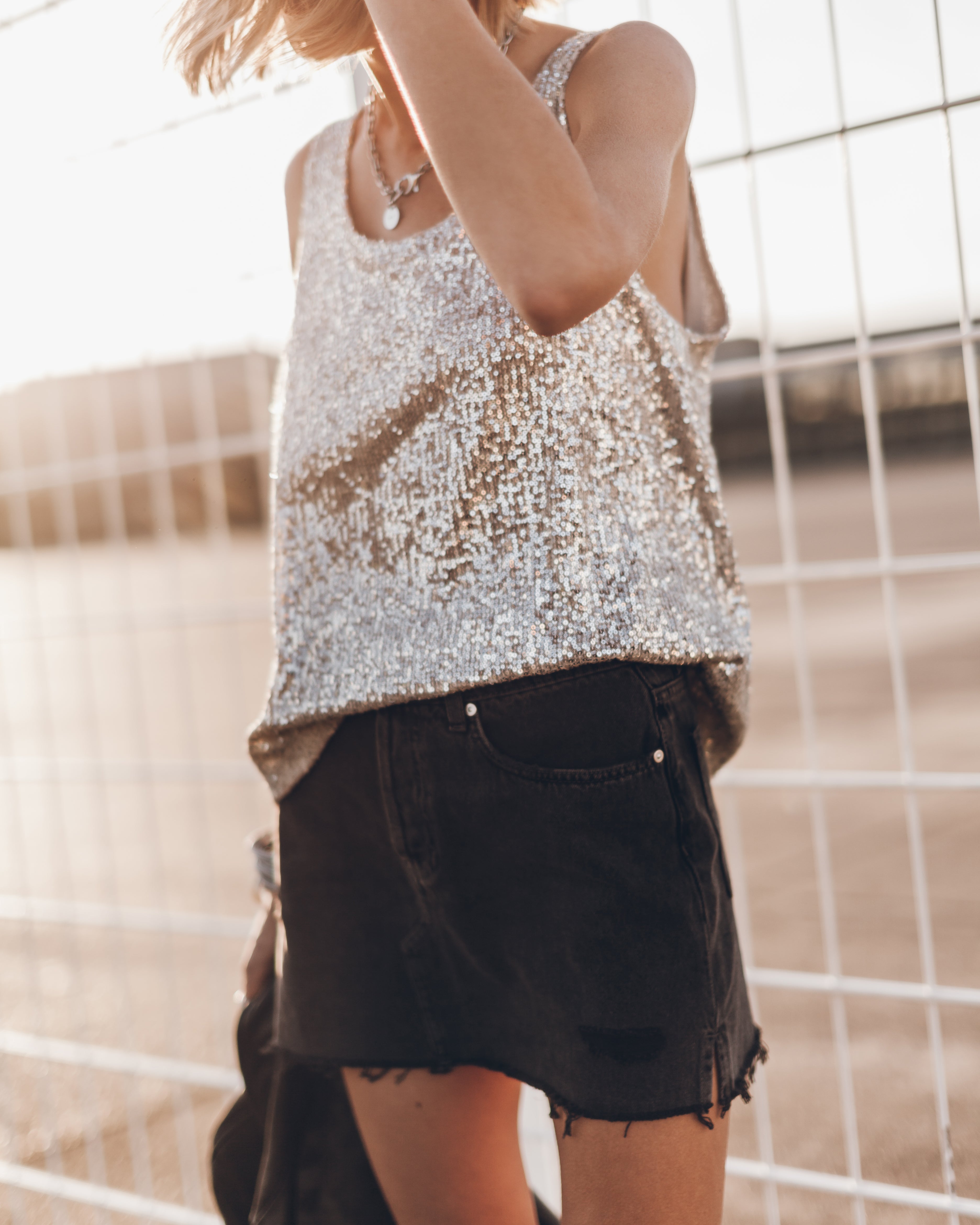The Light Sequin Base Tank Top