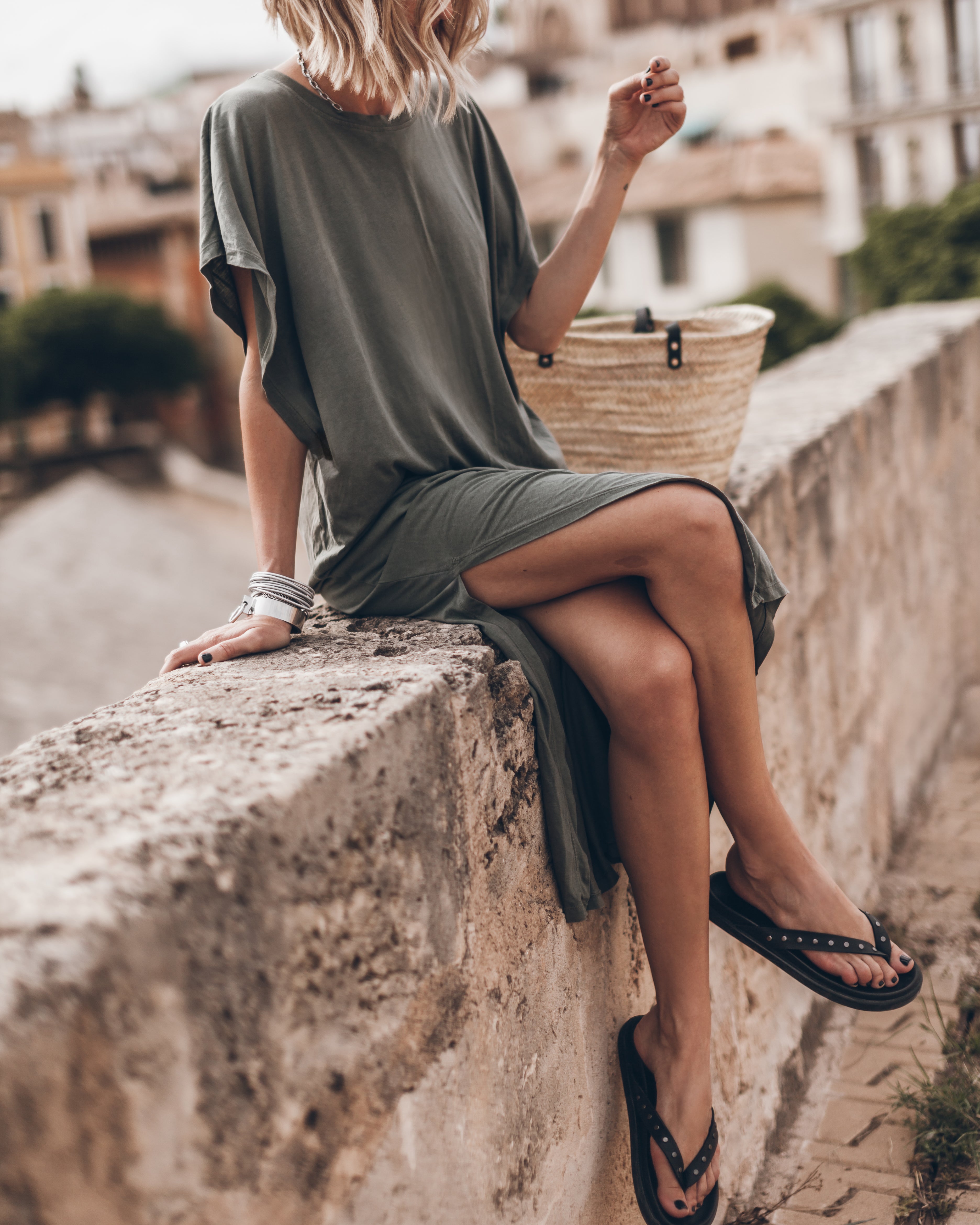 The Olive Long Batwing Dress
