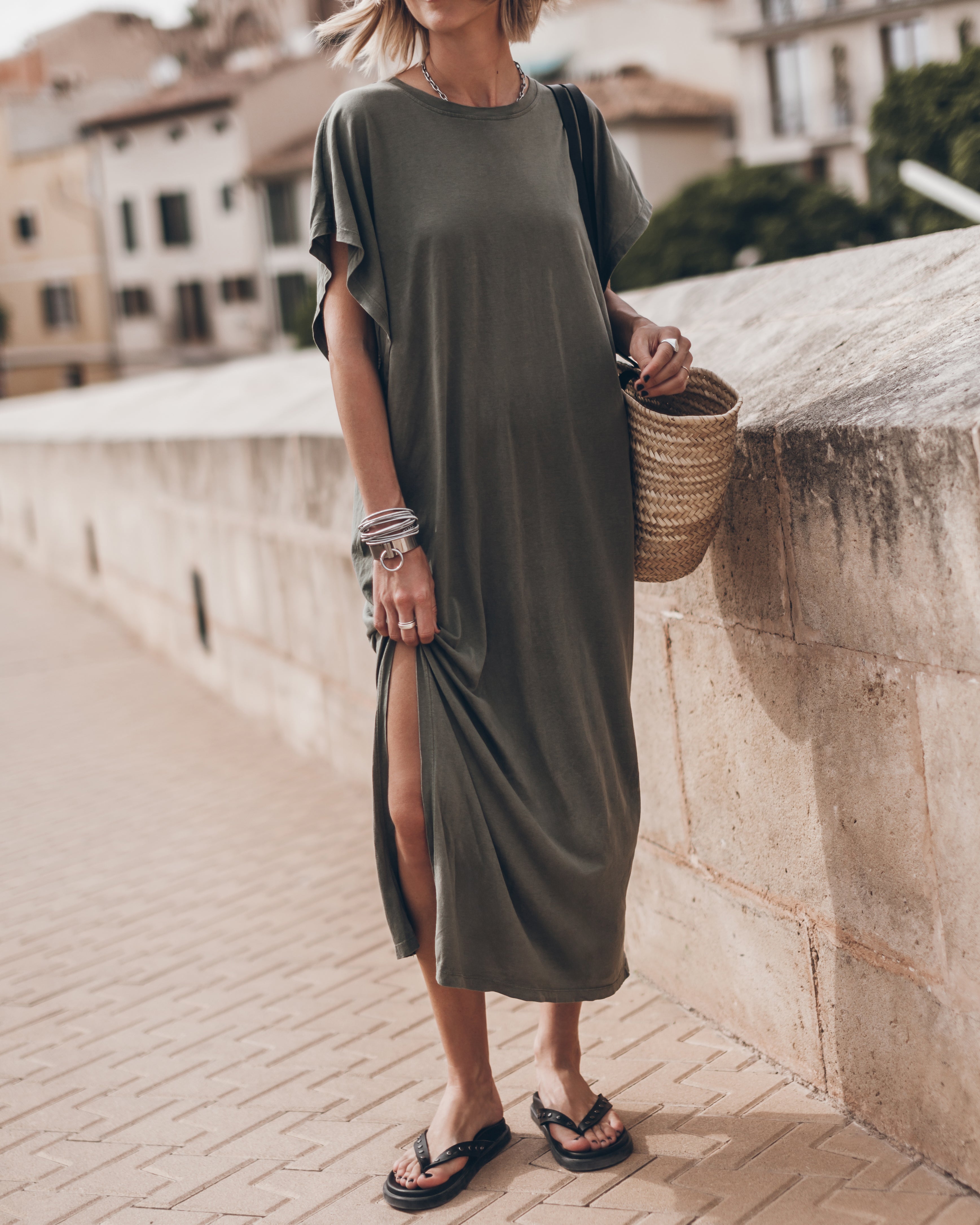 The Olive Long Batwing Dress