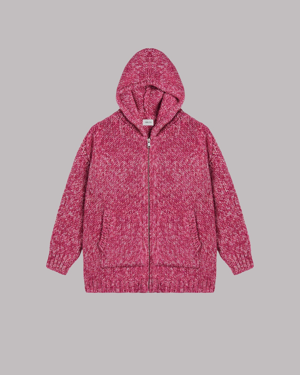 The Pink And White Knitted Zipped Hoodie