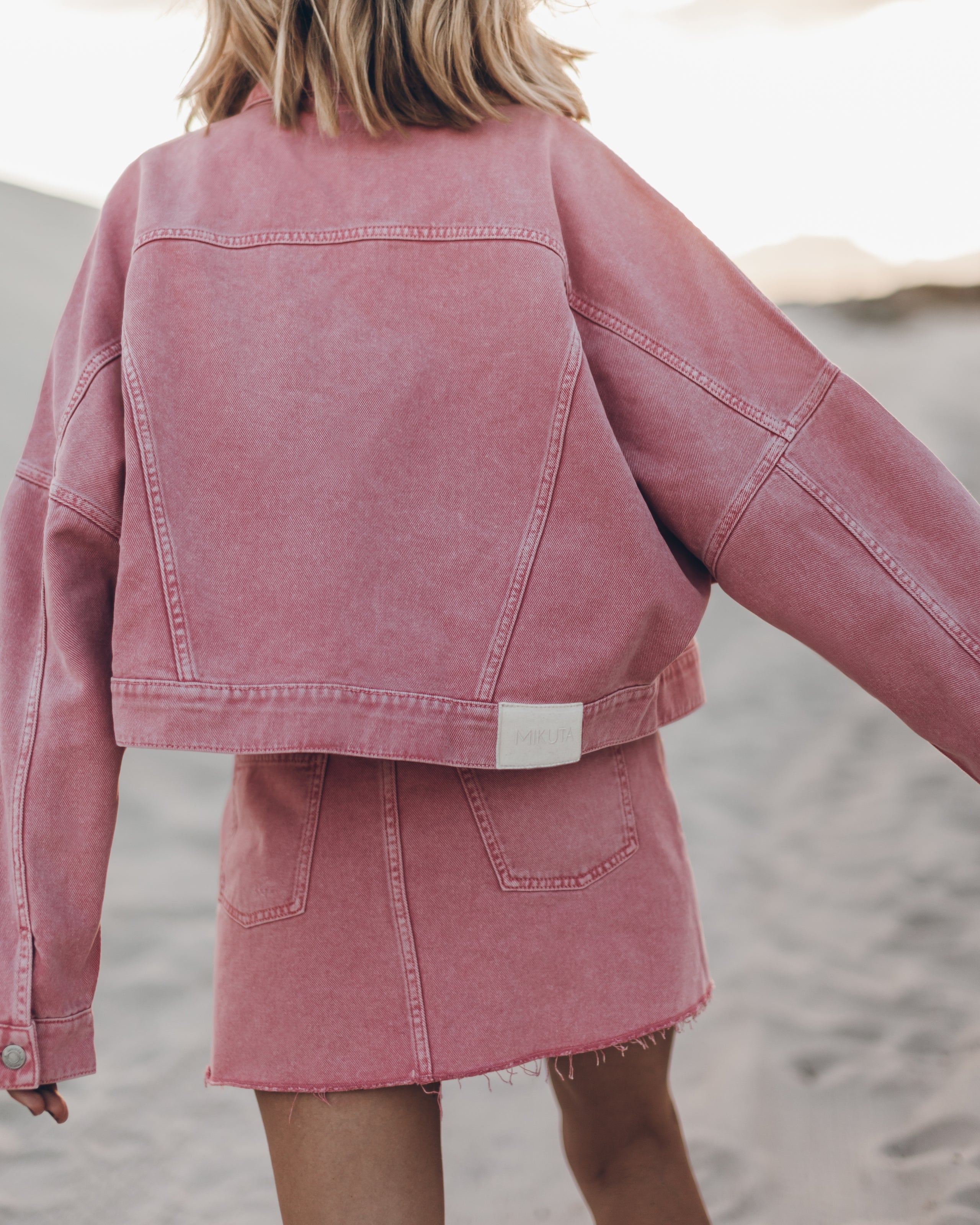 The Pink Cropped Denim Jacket