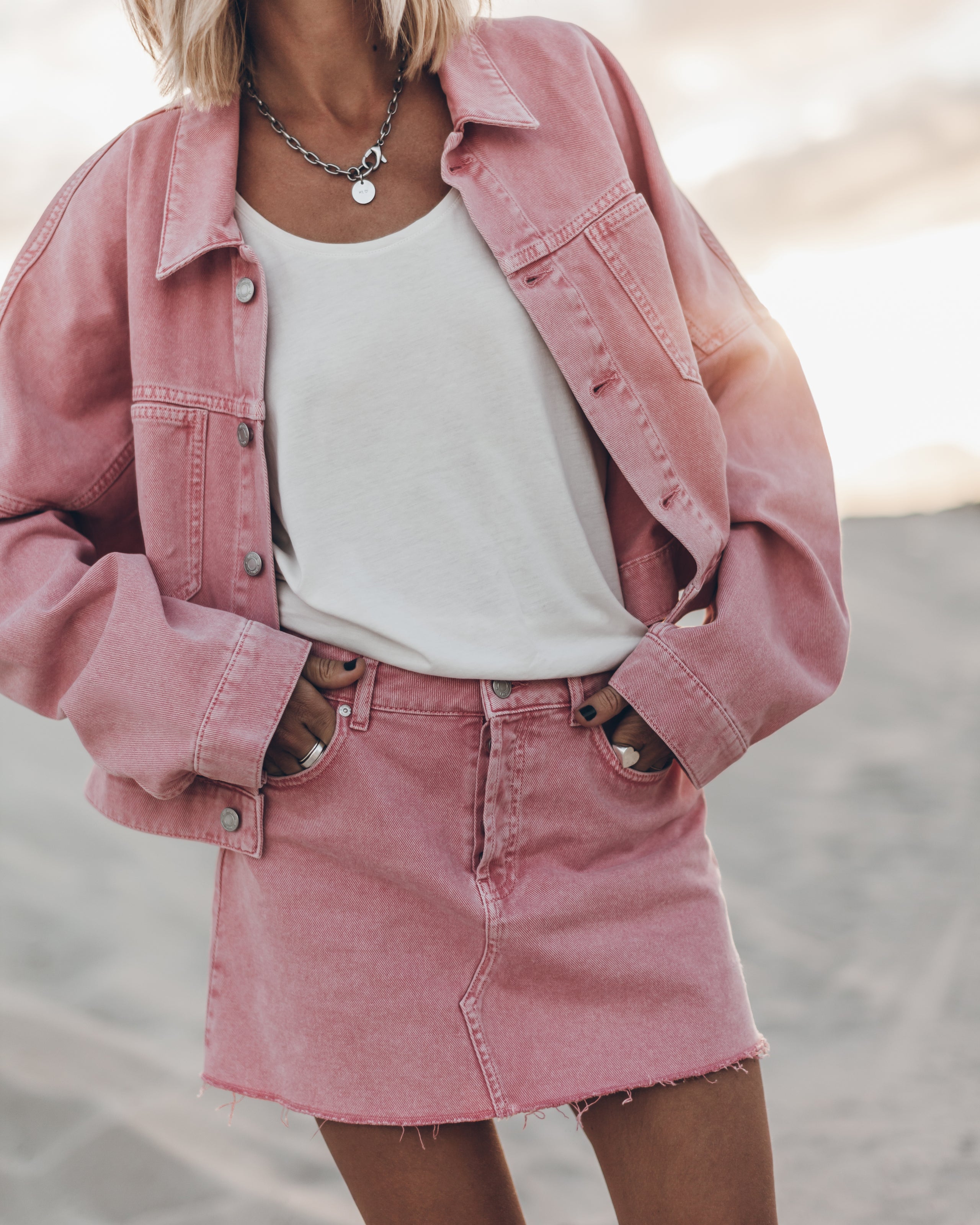 The Pink Denim Skirt