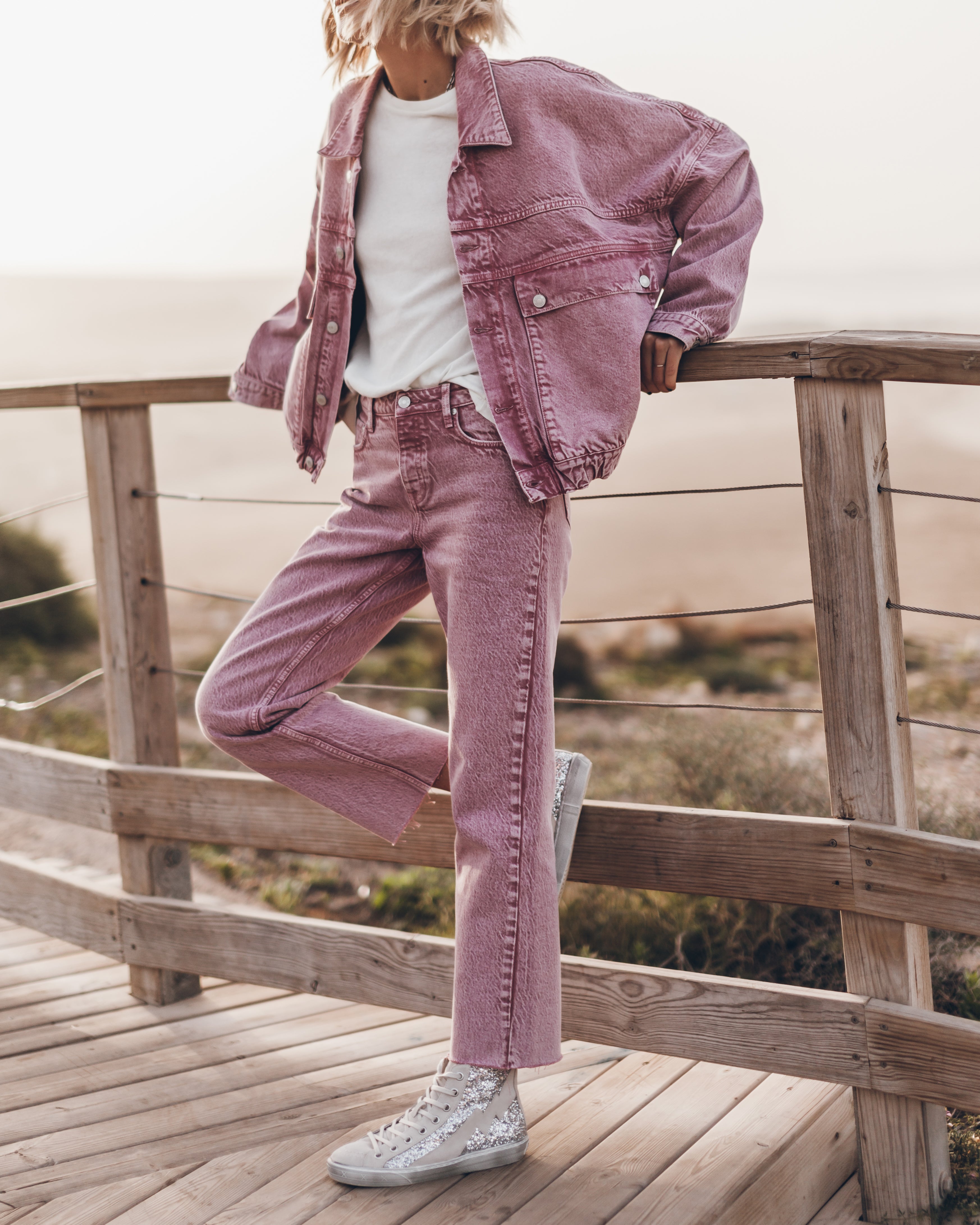 The Pink Faded Cropped Straight Jeans