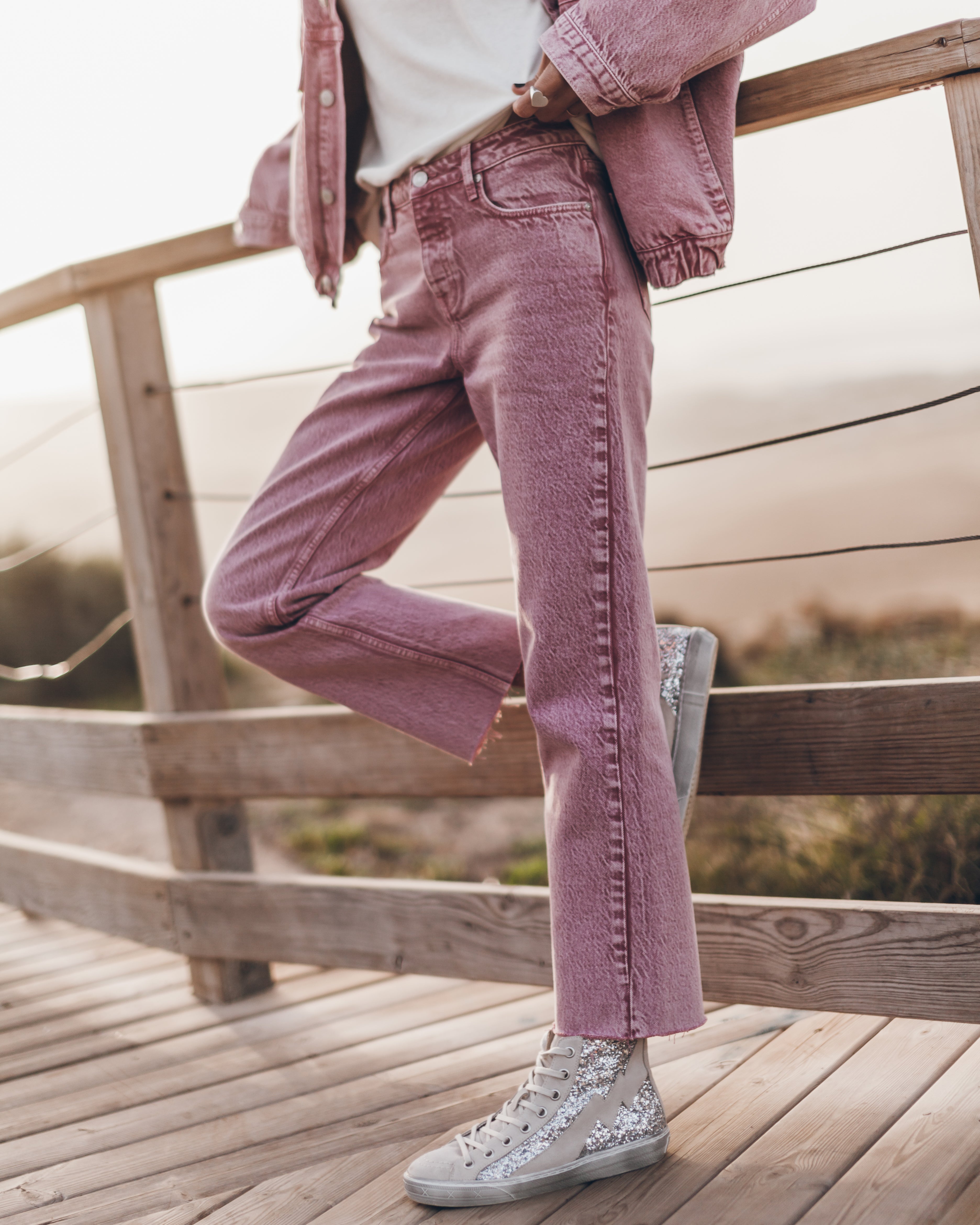 The Pink Faded Cropped Straight Jeans