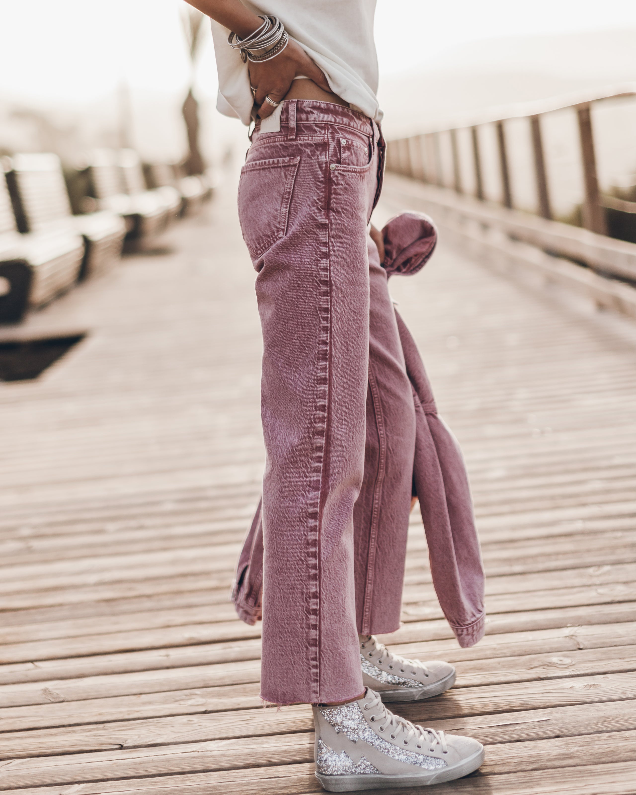 The Pink Faded Cropped Straight Jeans