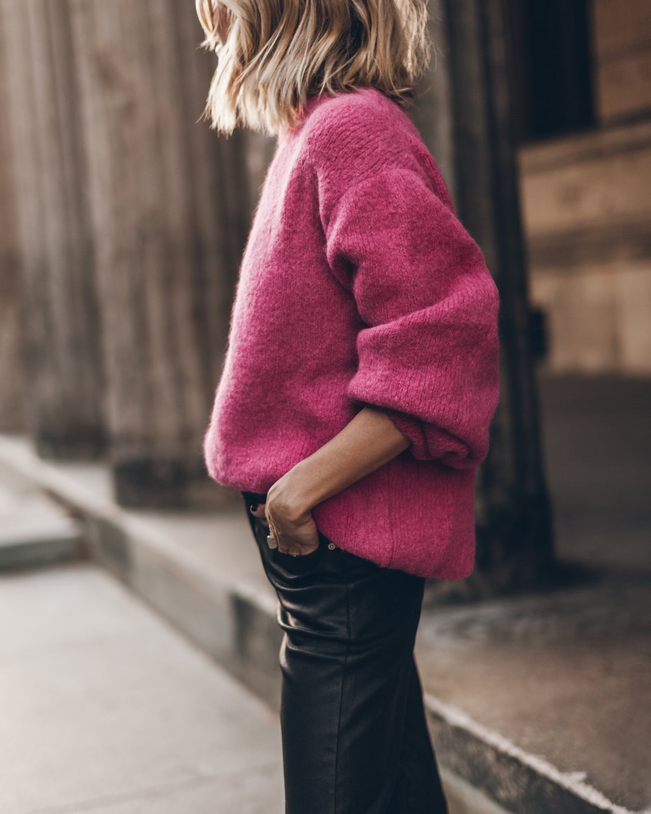 The Pink Fluffy Alpaca Knit Sweater