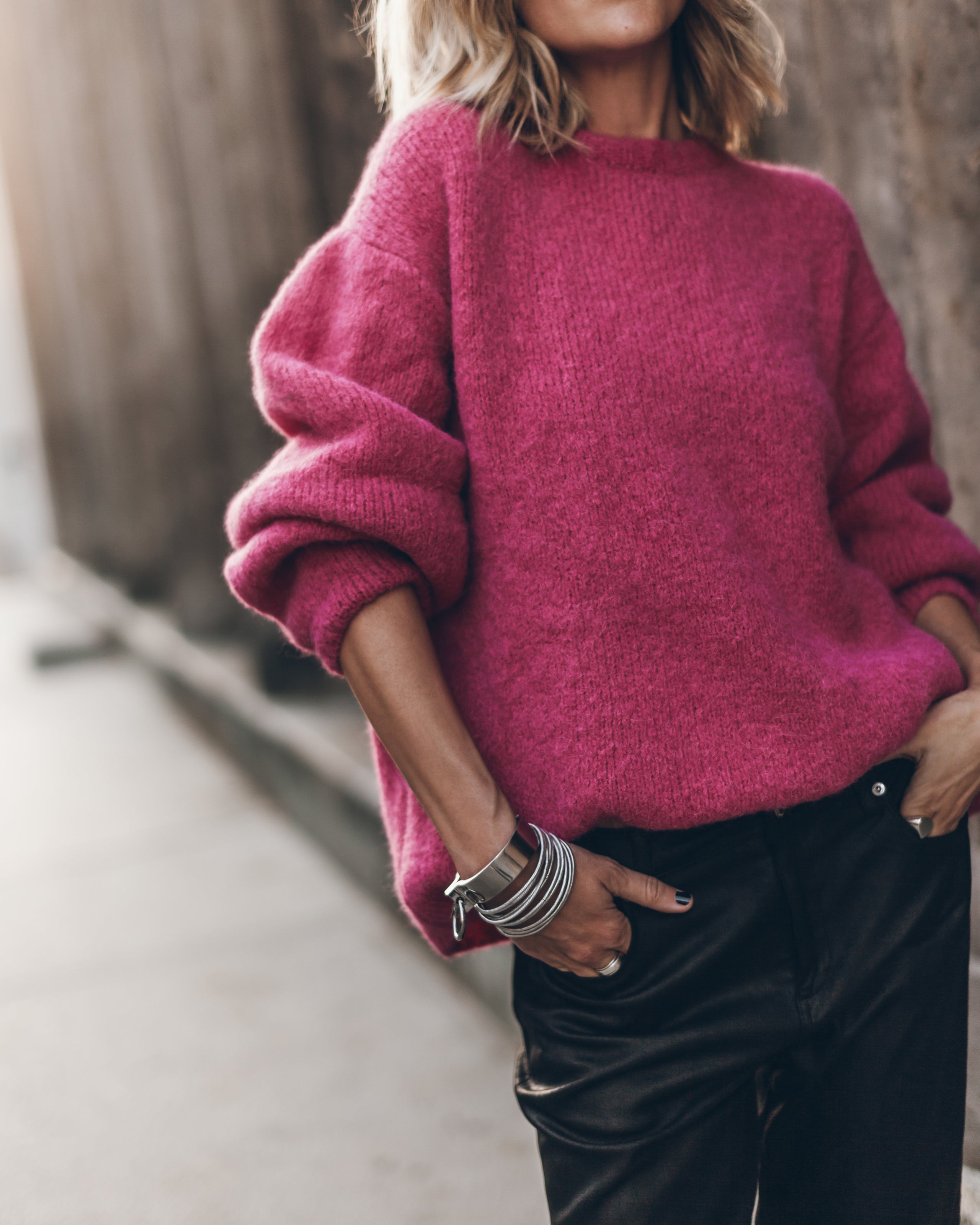 The Pink Fluffy Alpaca Knit Sweater