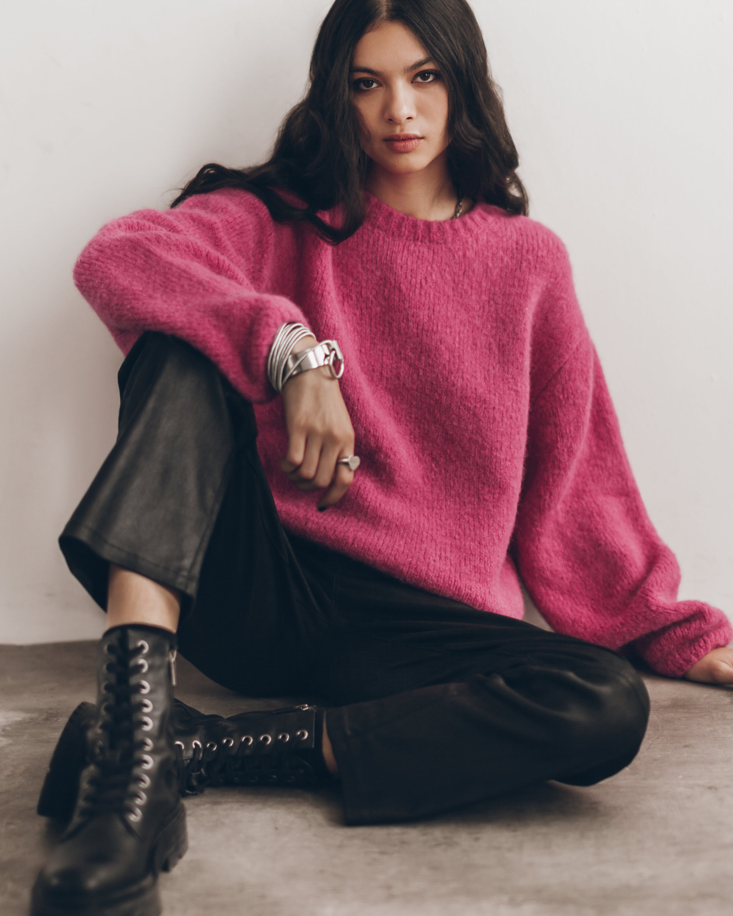 The Pink Fluffy Alpaca Knit Sweater