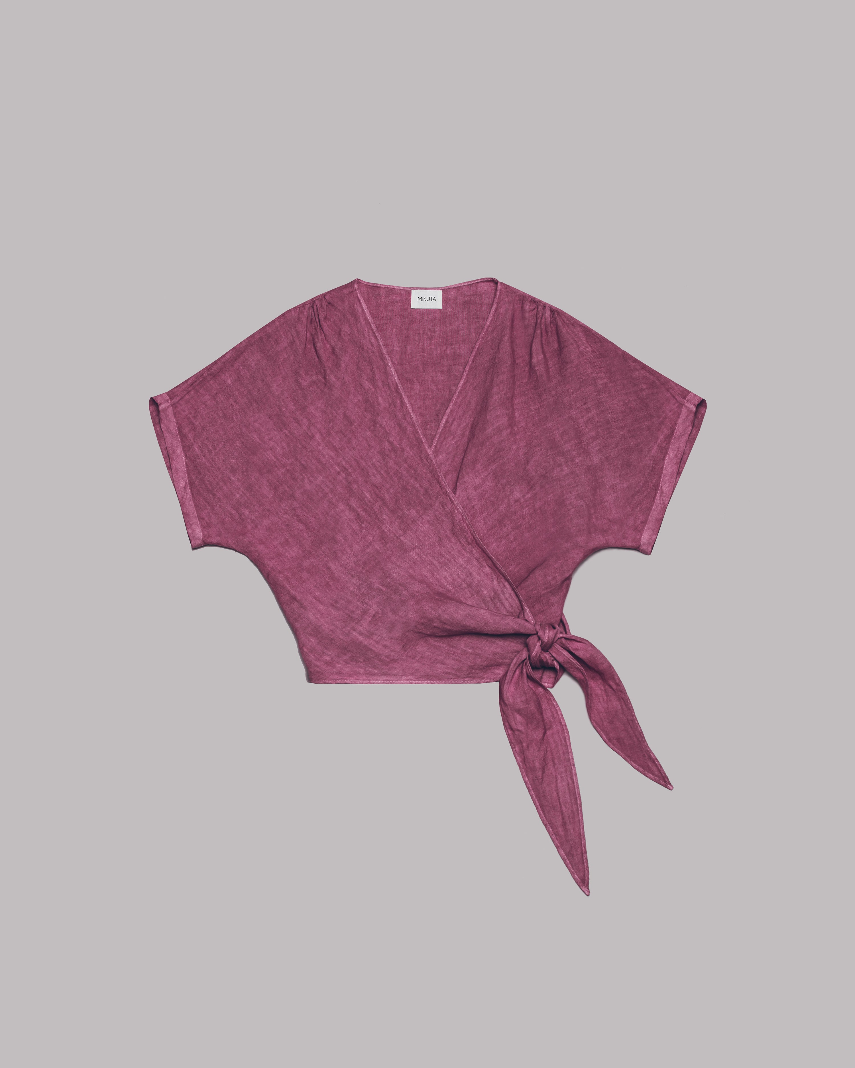 The Pink Linen Wrap Top