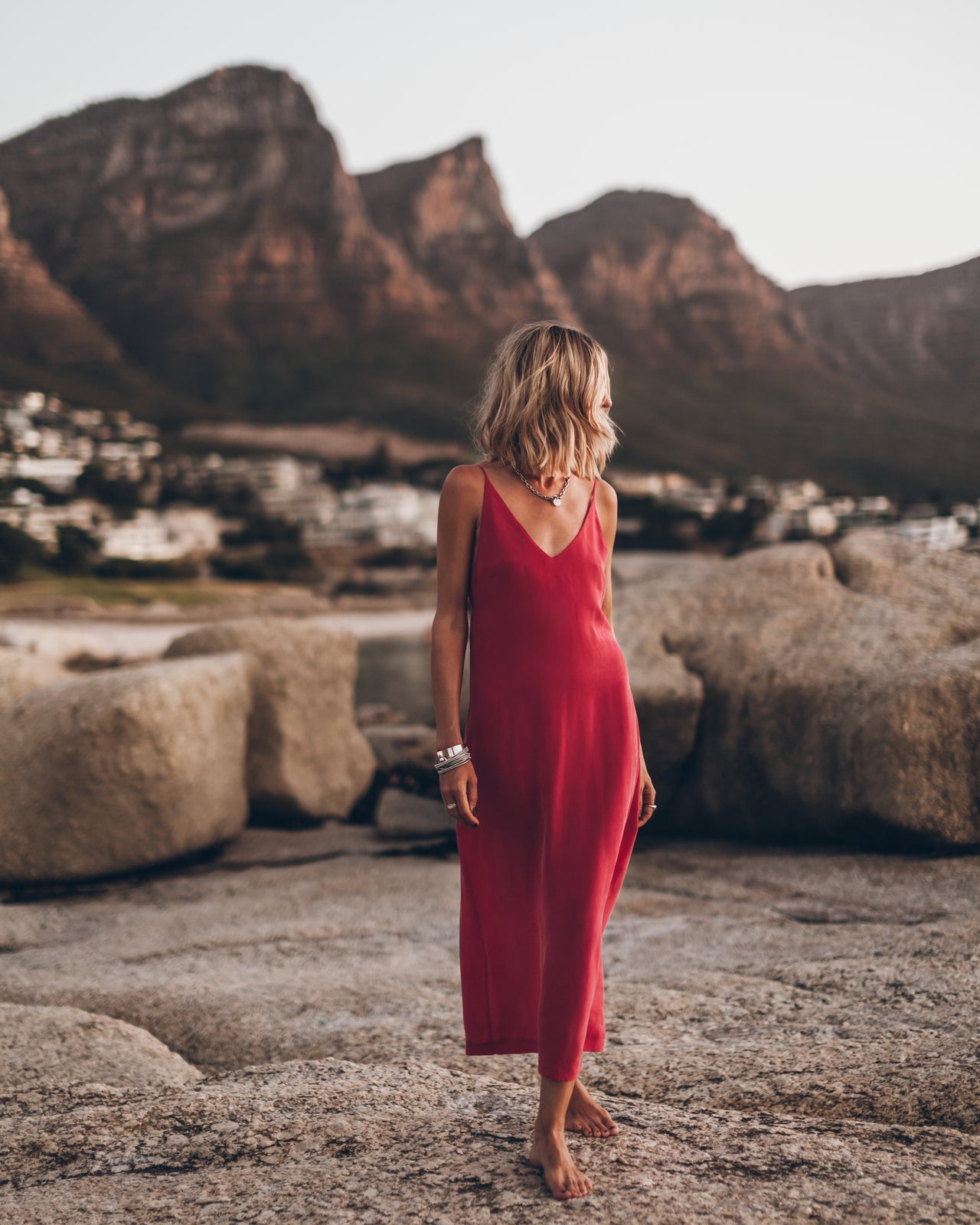 The Pink Long Cupro Slip Dress