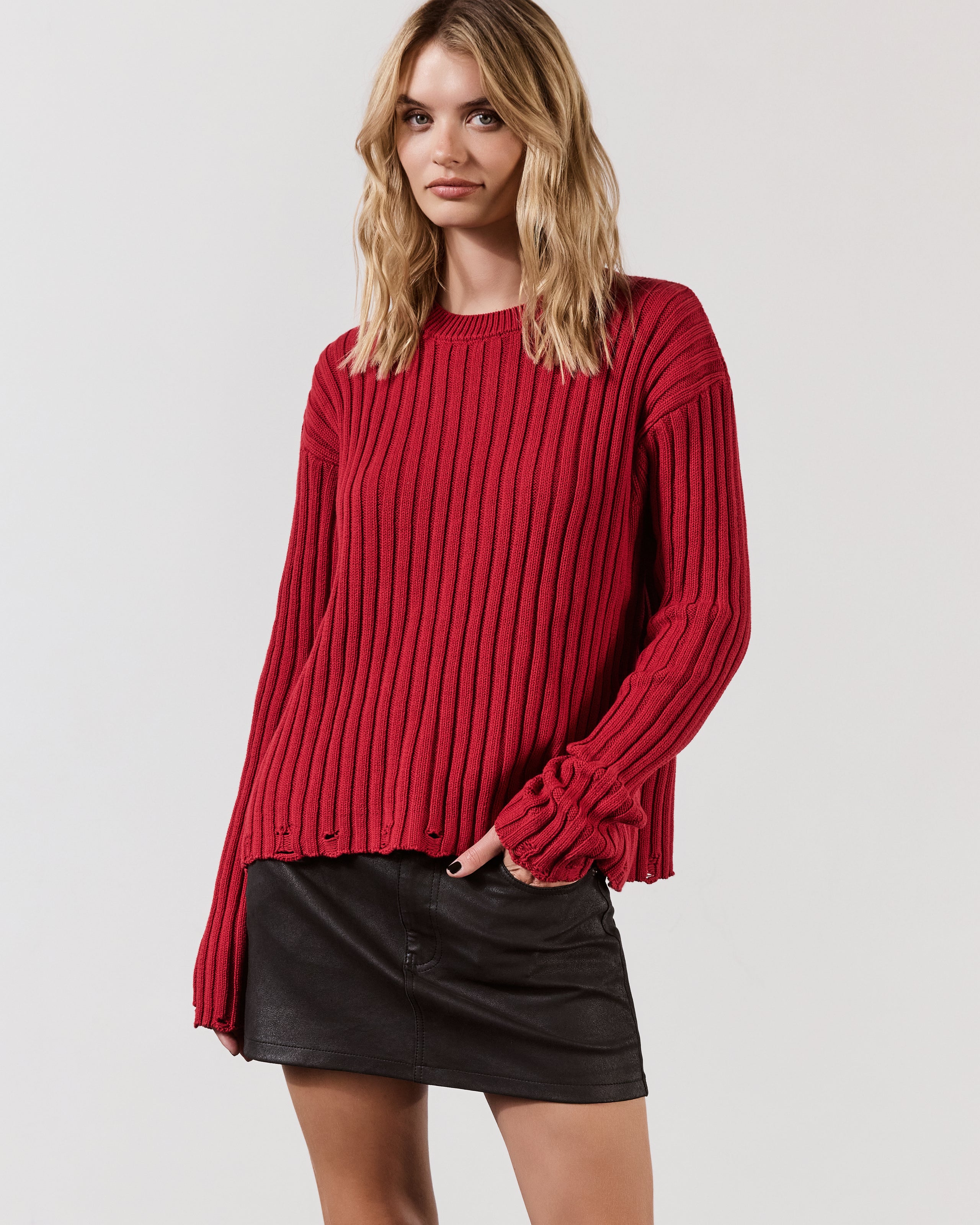 The Red Destroyed Knitted Sweater