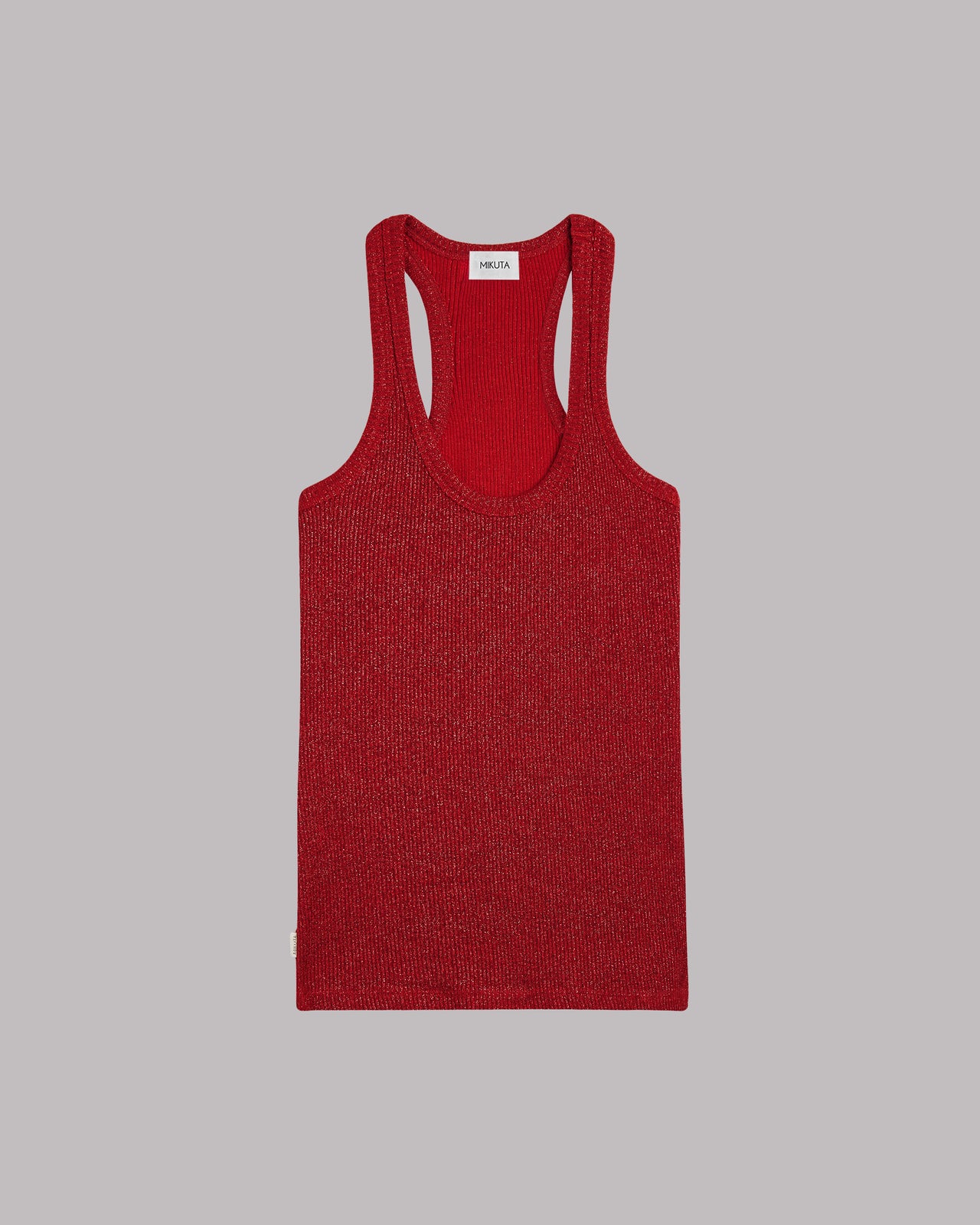 The Red Glitter Ribbed Tank Top