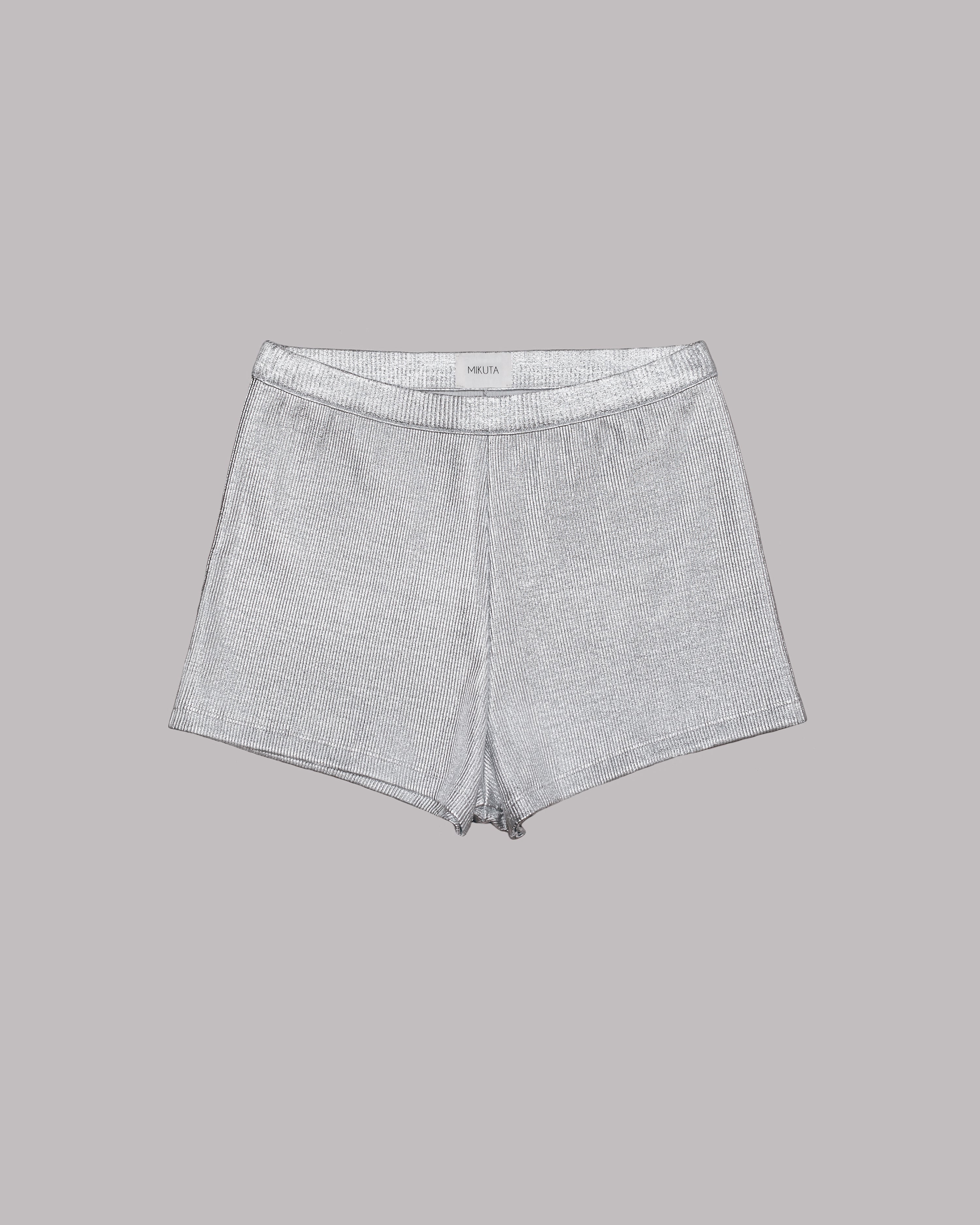The Silver Coated Ribbed Shorts
