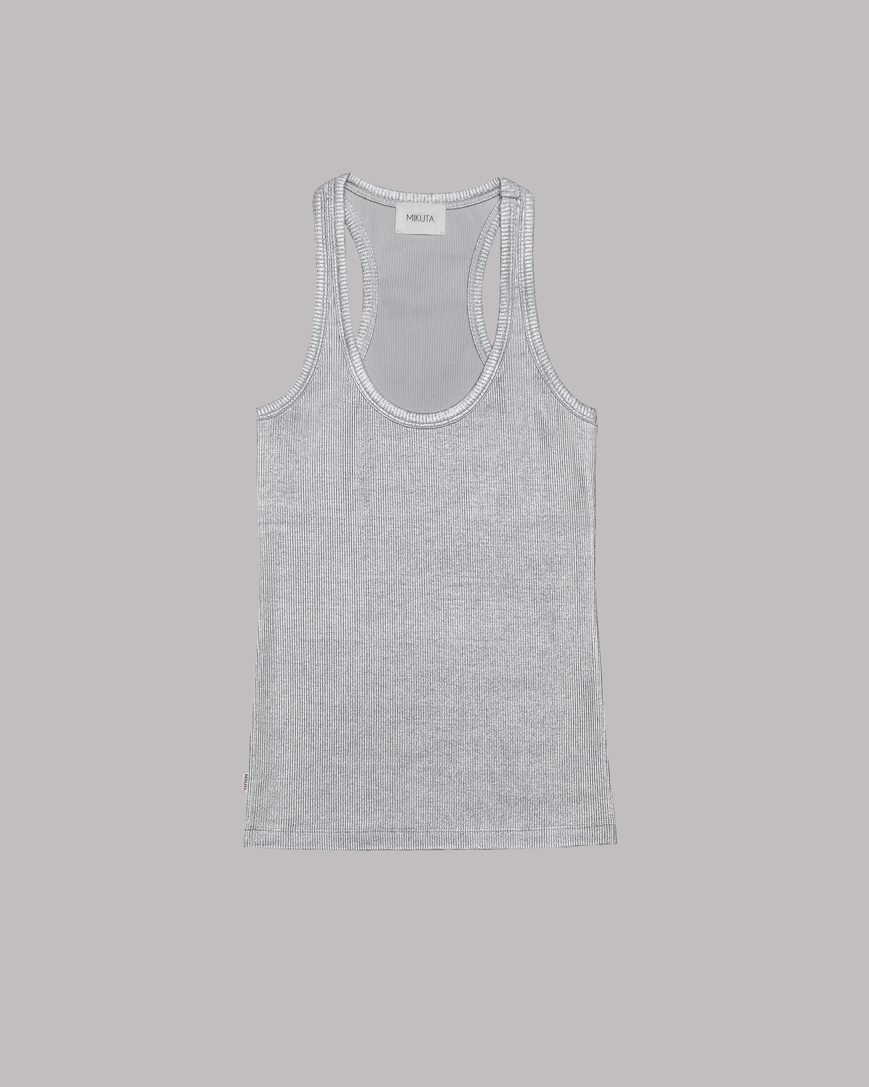 The Silver Coated Ribbed Tank Top