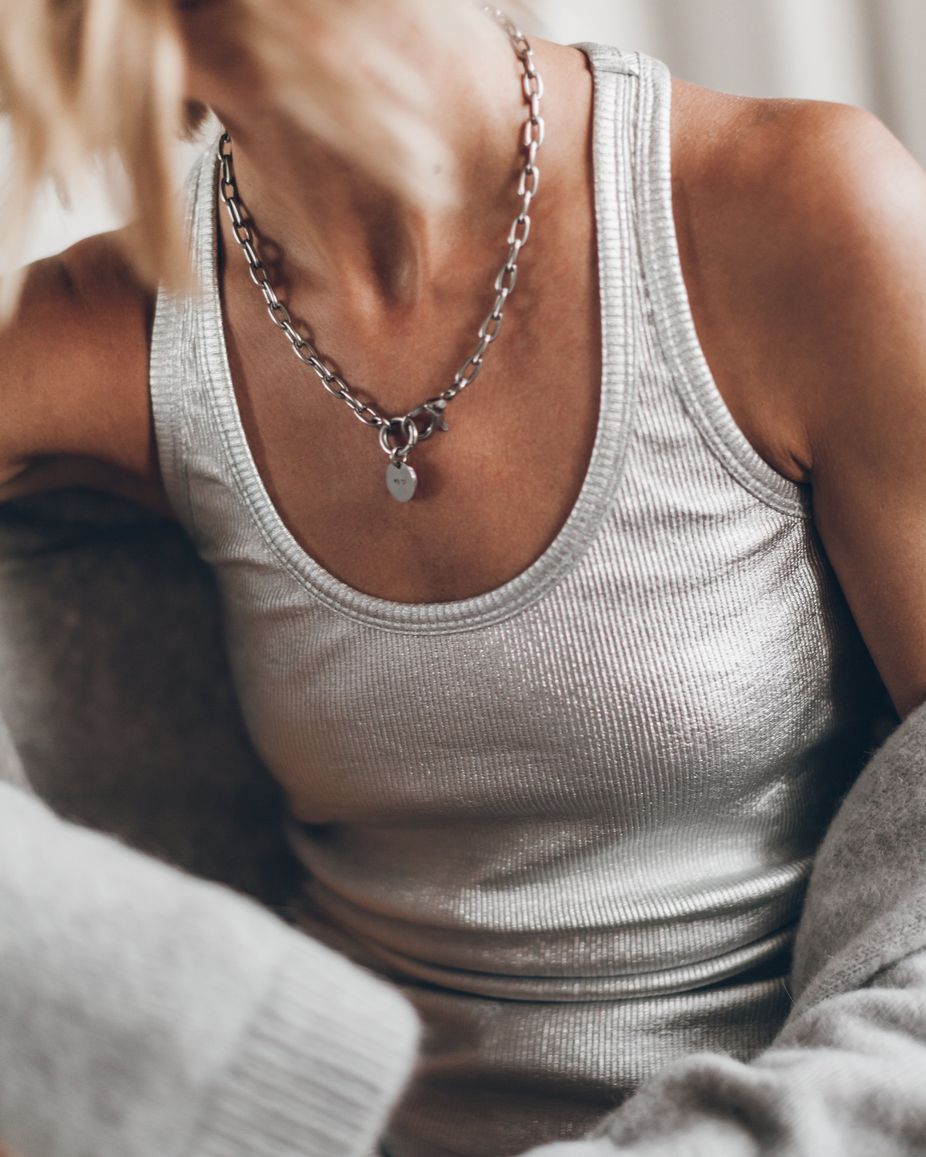 The Silver Coated Ribbed Tank Top