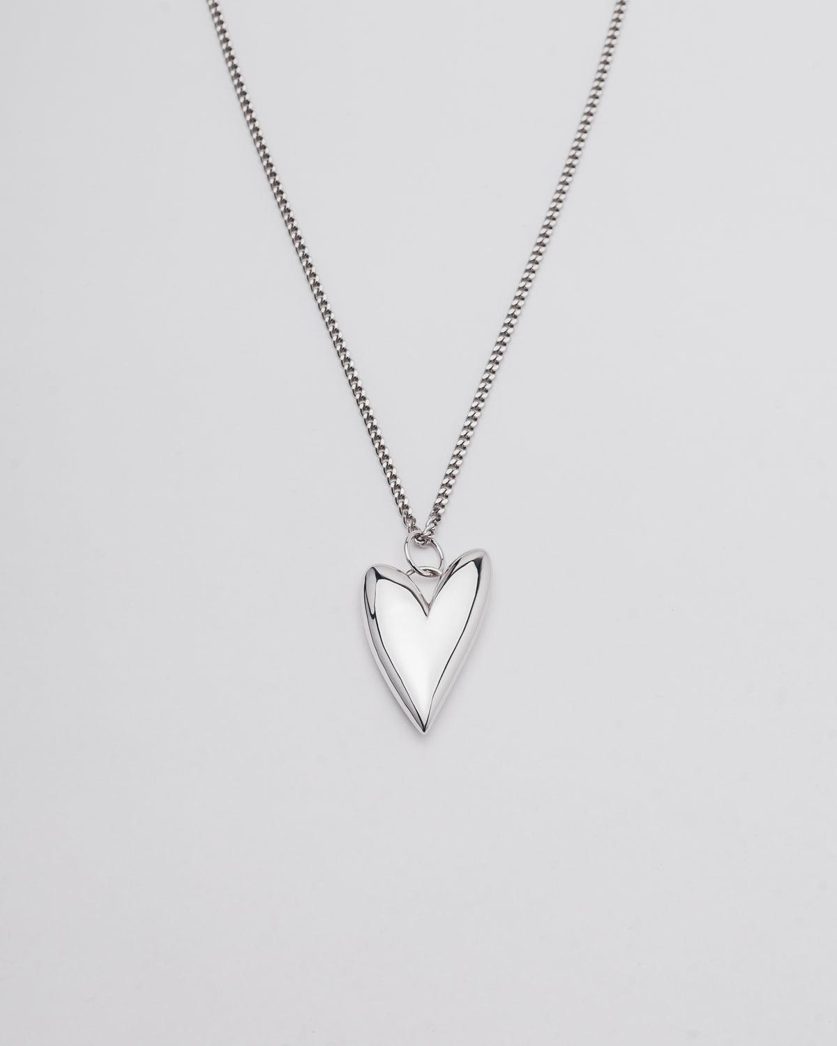 The Silver Long Heart Necklace