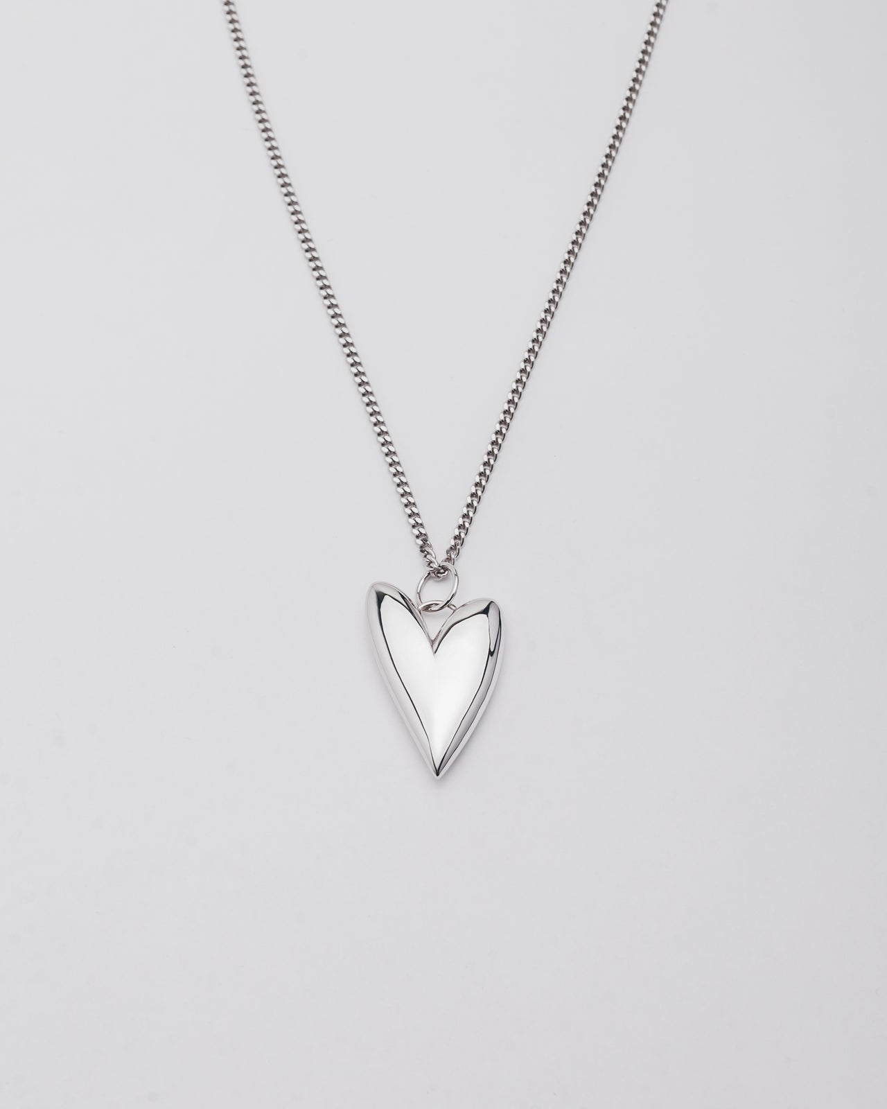 The Silver Long Heart Necklace