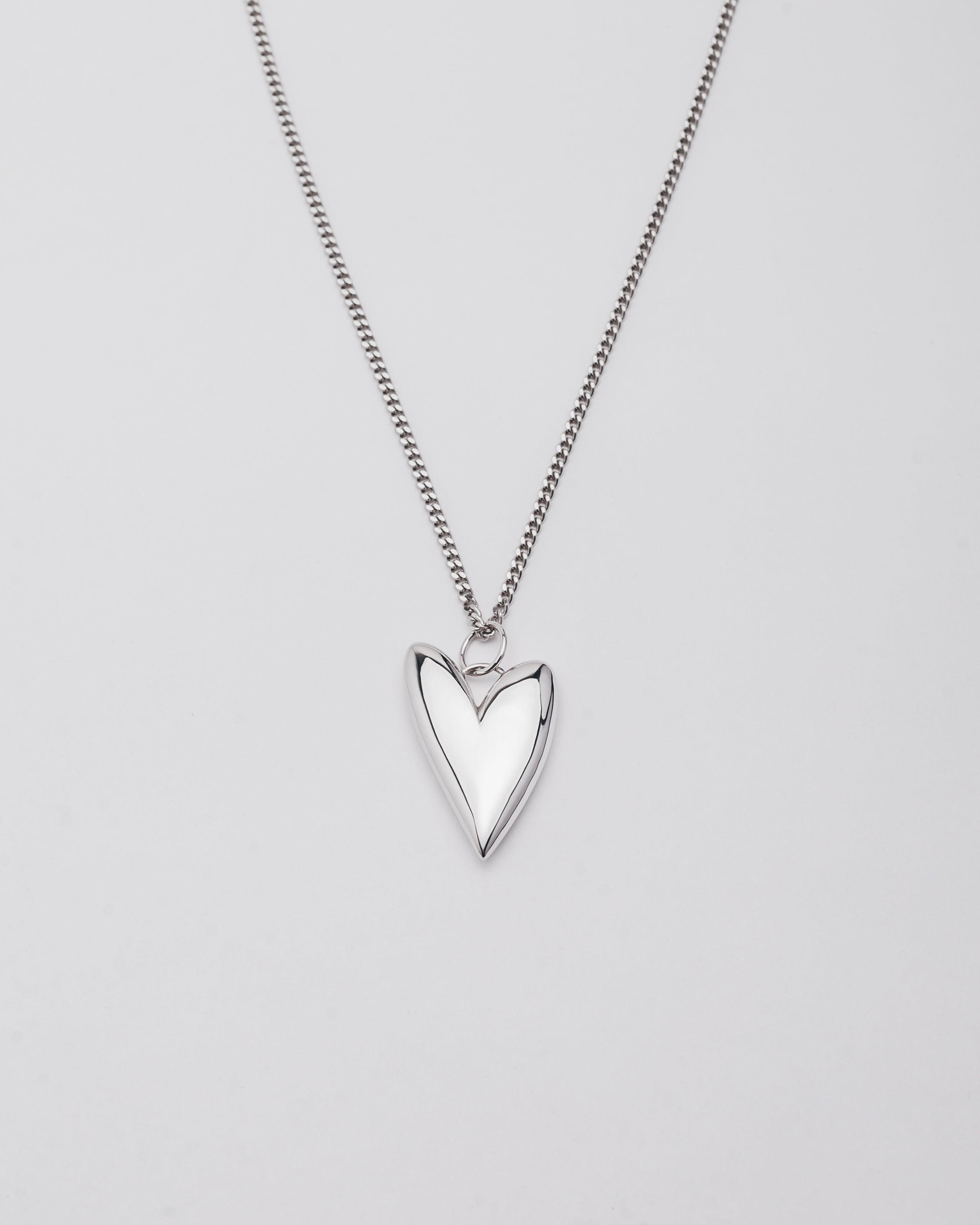 The Silver Long Heart Necklace