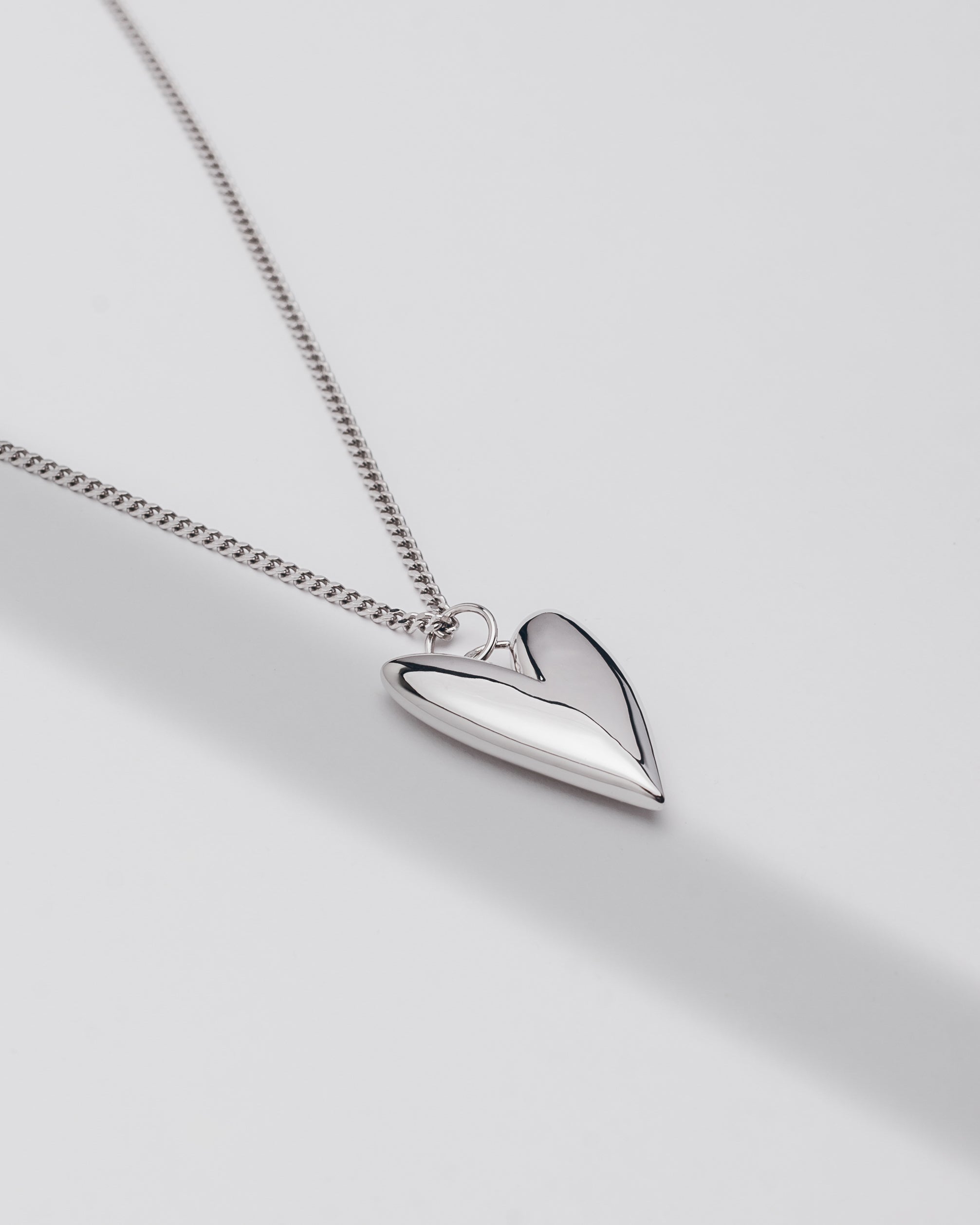 The Silver Long Heart Necklace