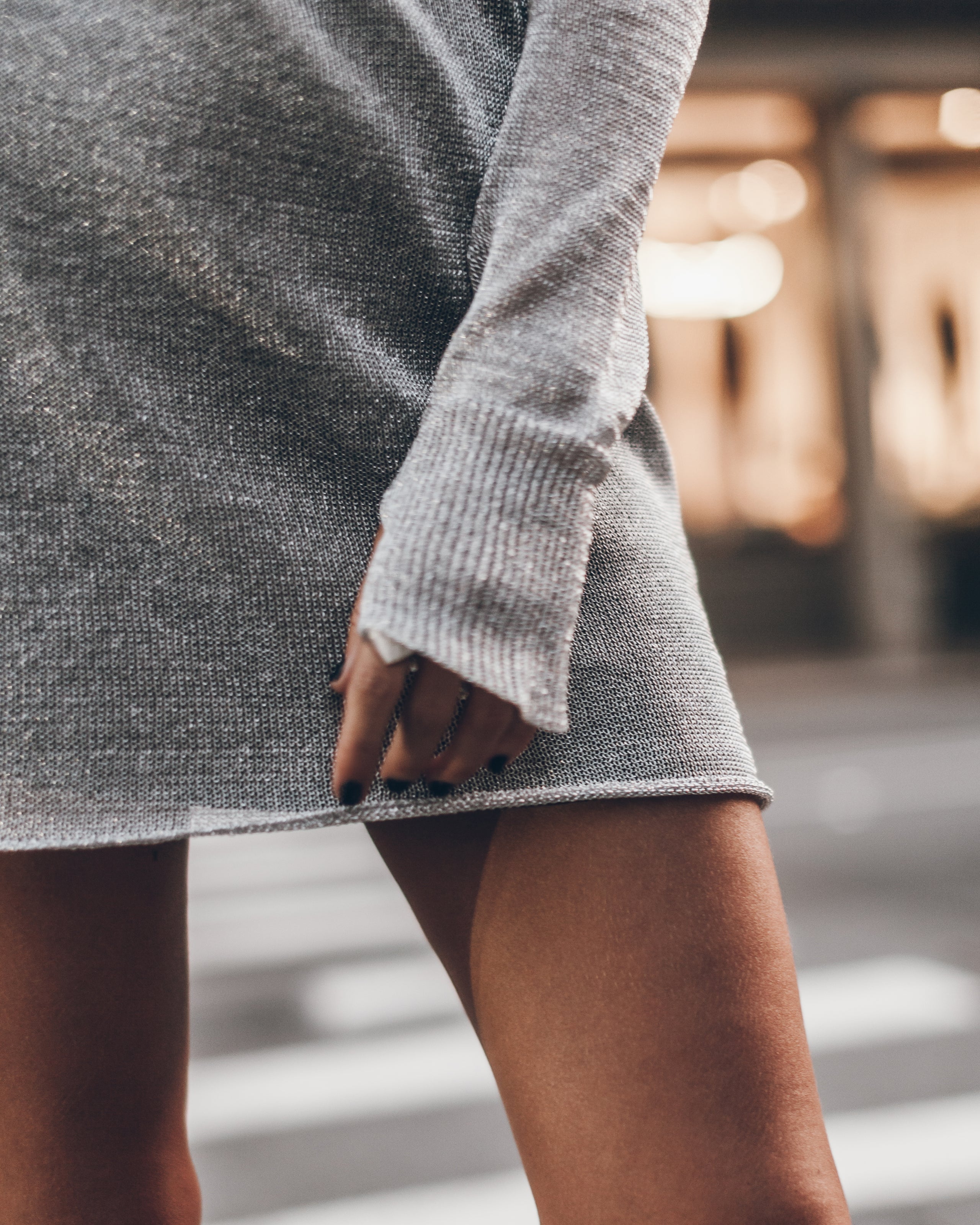 The Silver Metallic Knit Dress