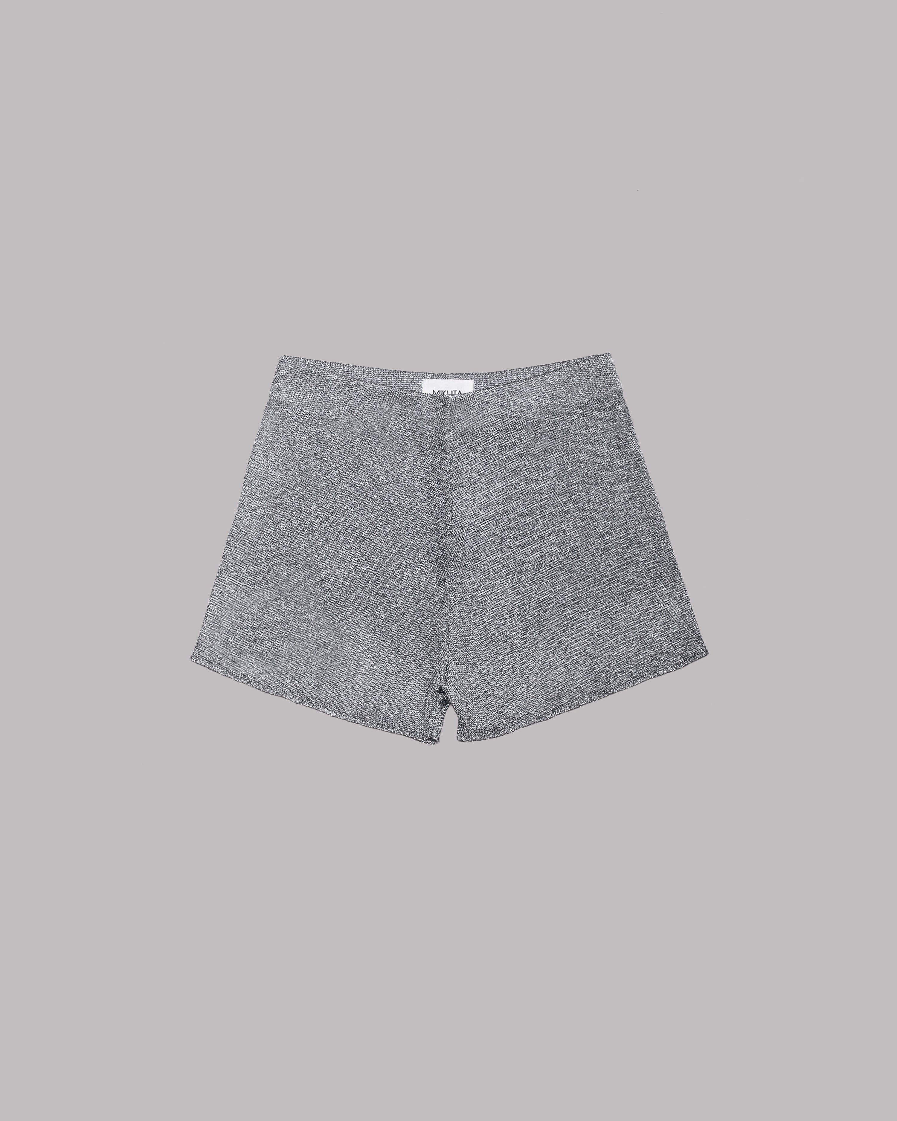 The Silver Sparkly Thin Knit Shorts