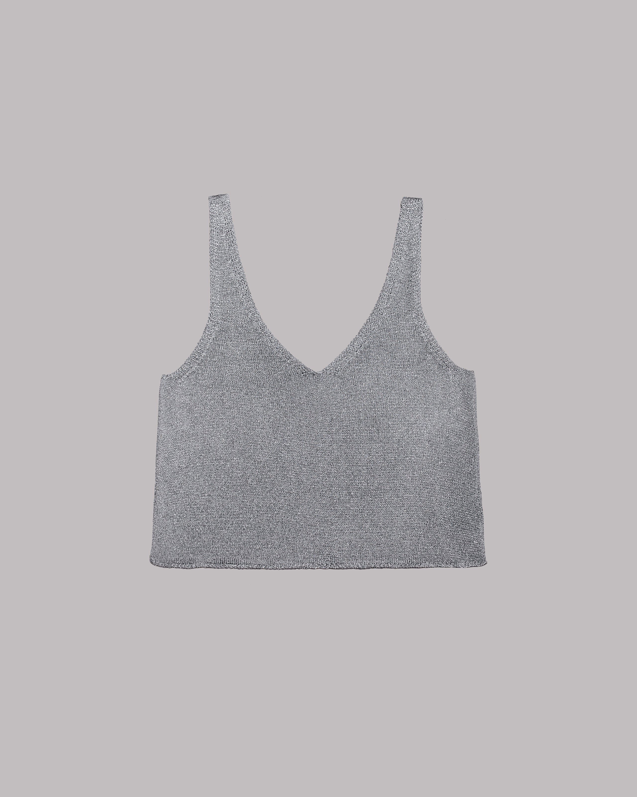 The Silver Sparkly Thin Knit Tank Top