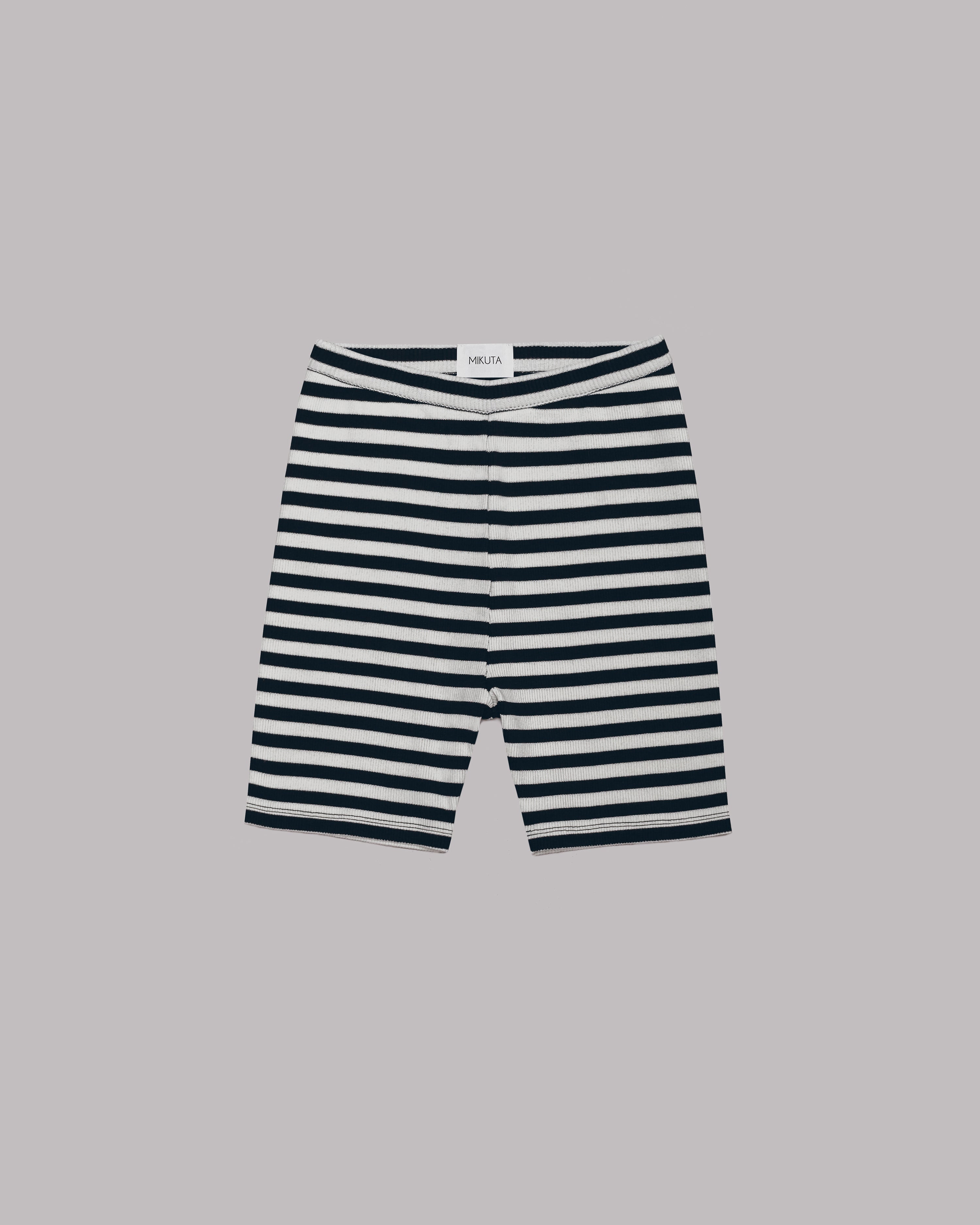 MIKUTA The Striped Ribbed Biker Shorts - Main Image