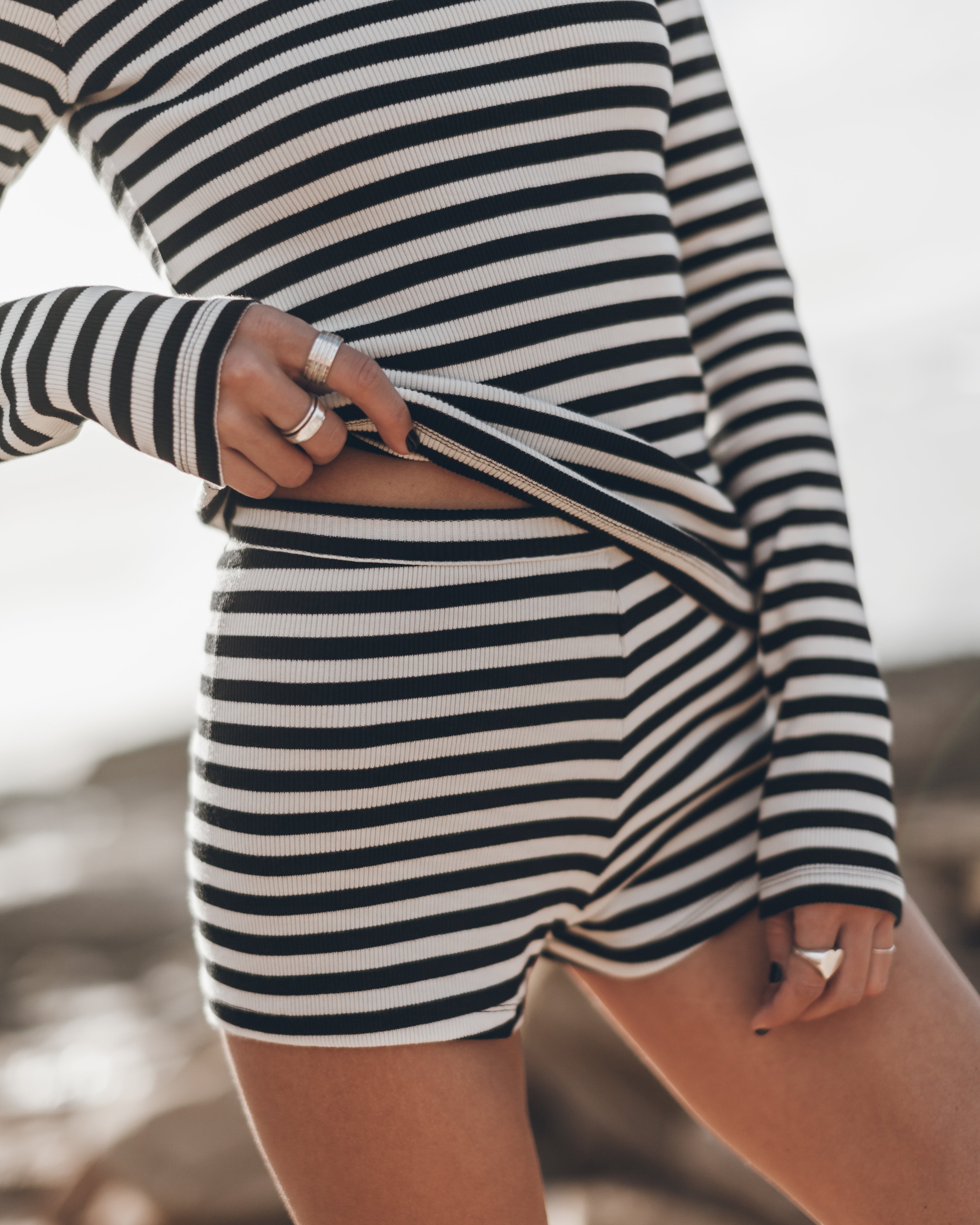 The Striped Ribbed Shorts