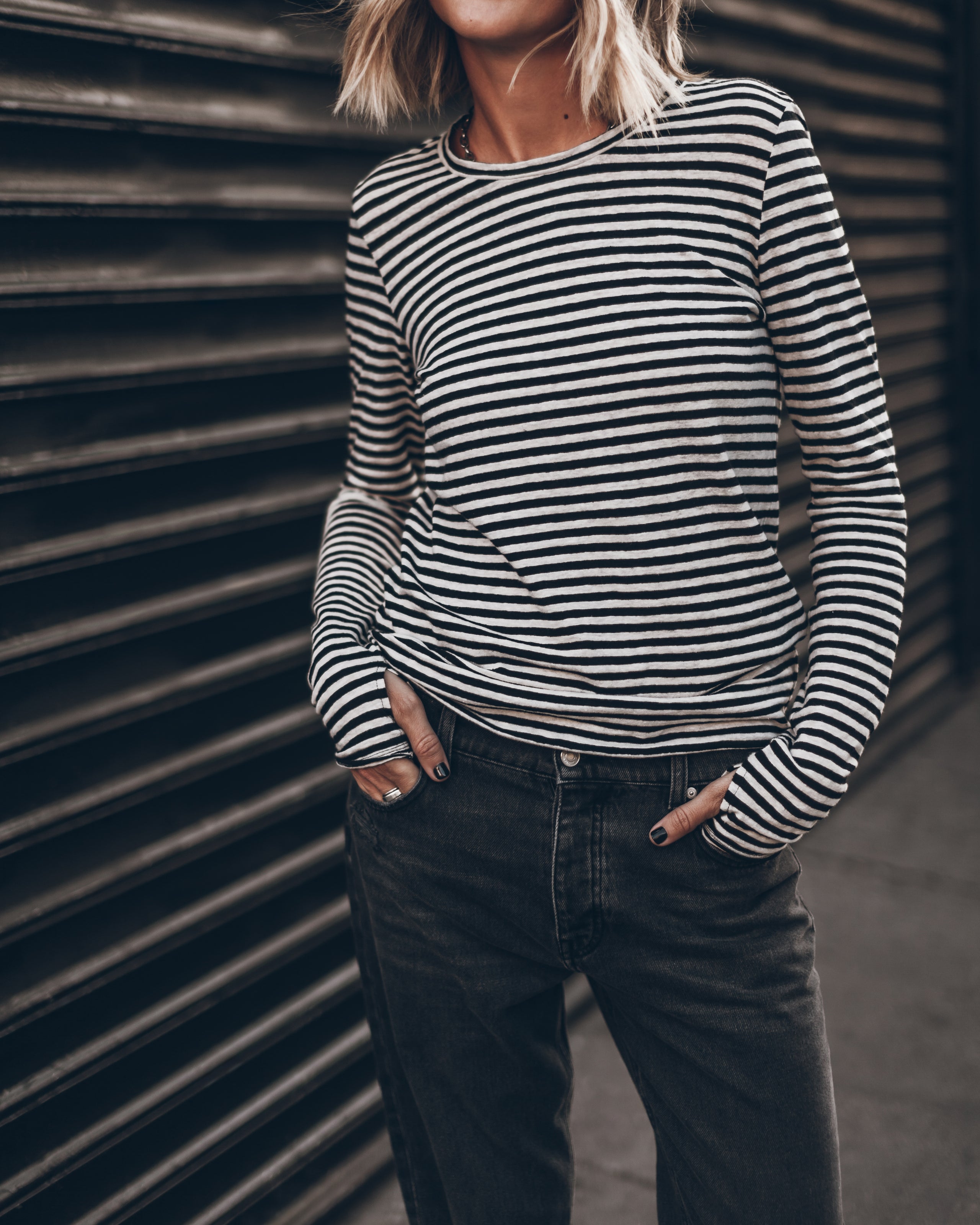 The Striped Thin Linen Longsleeve