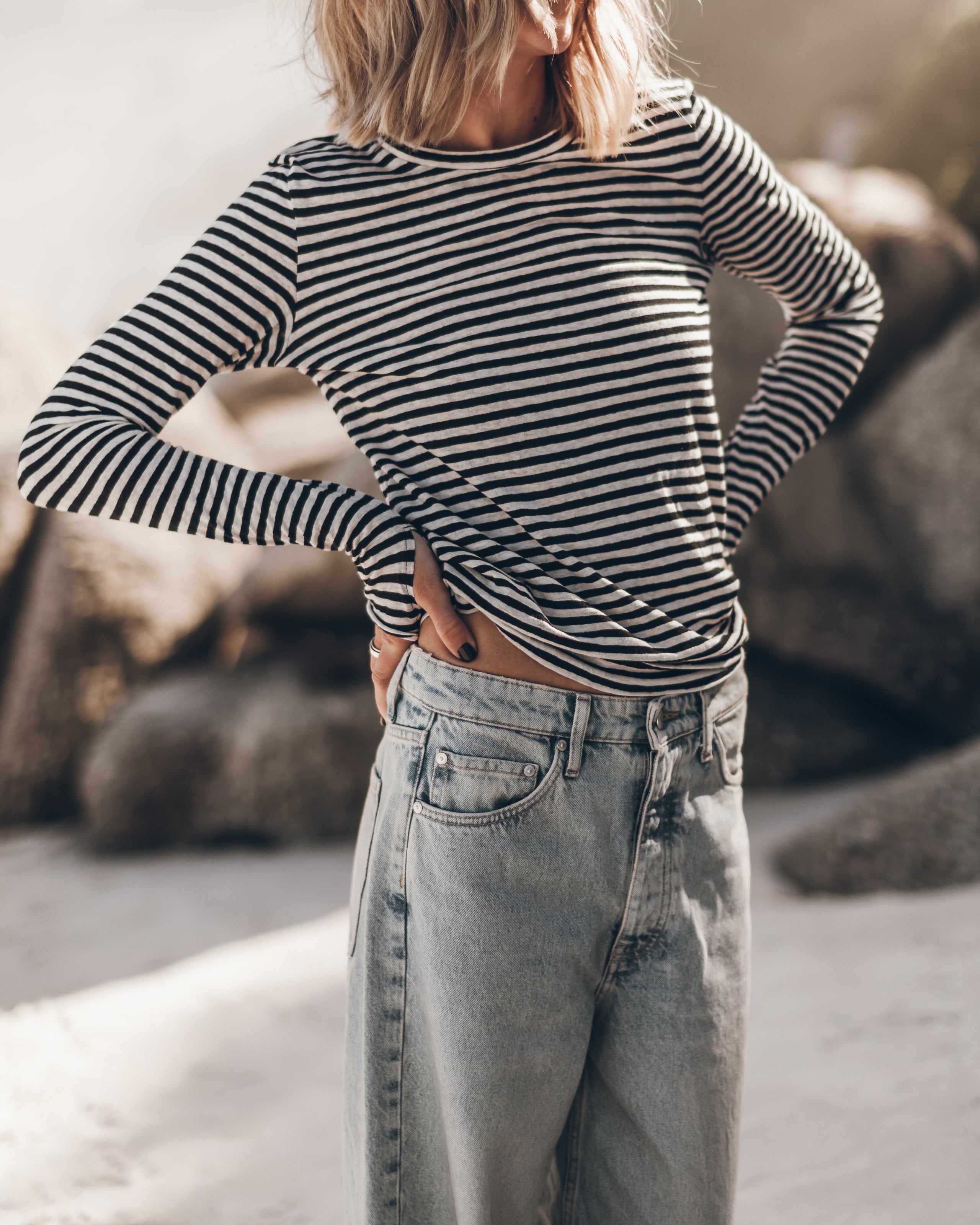 The Striped Thin Linen Longsleeve