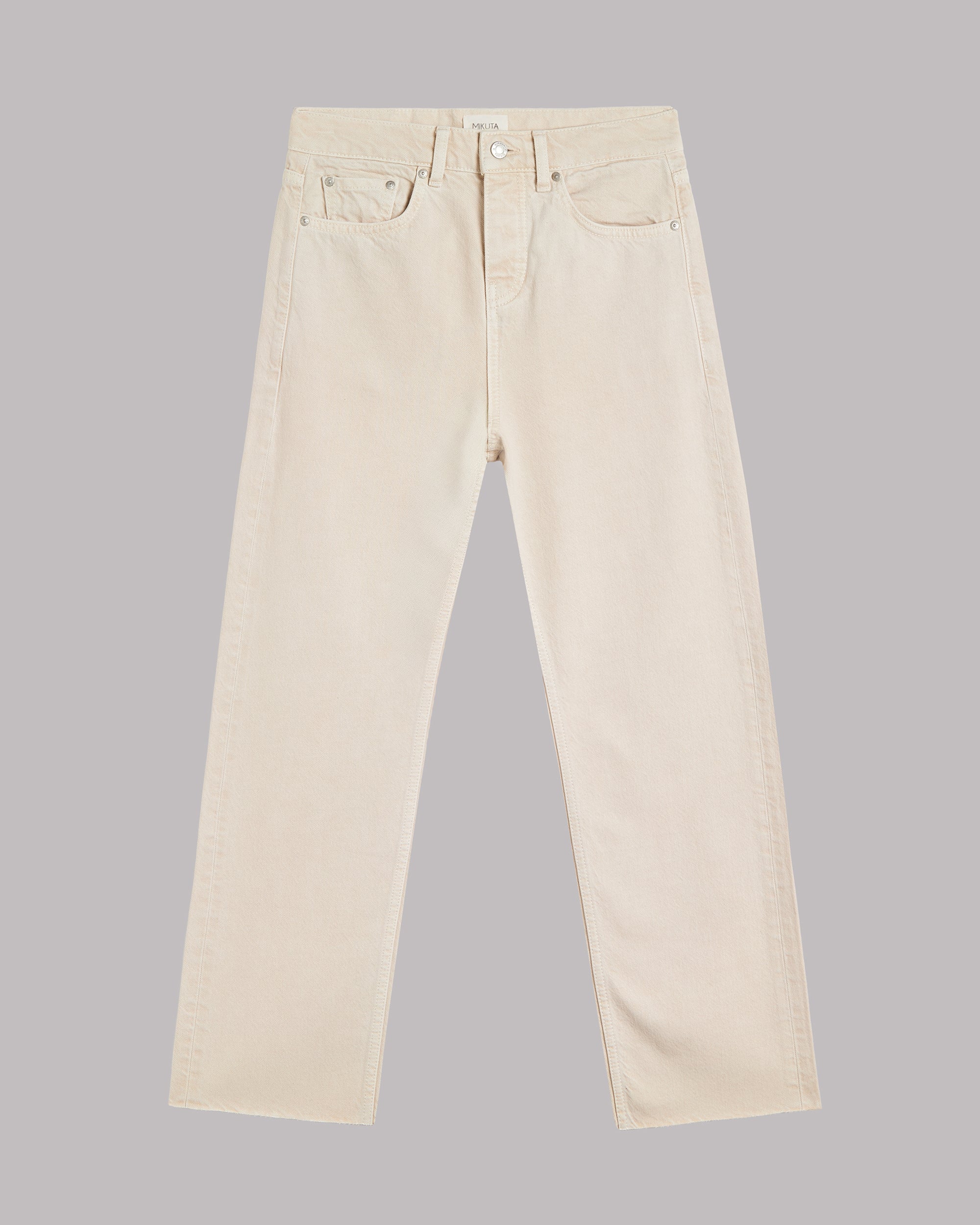 The Beige Cropped Straight Jeans Product Shot - Product photo