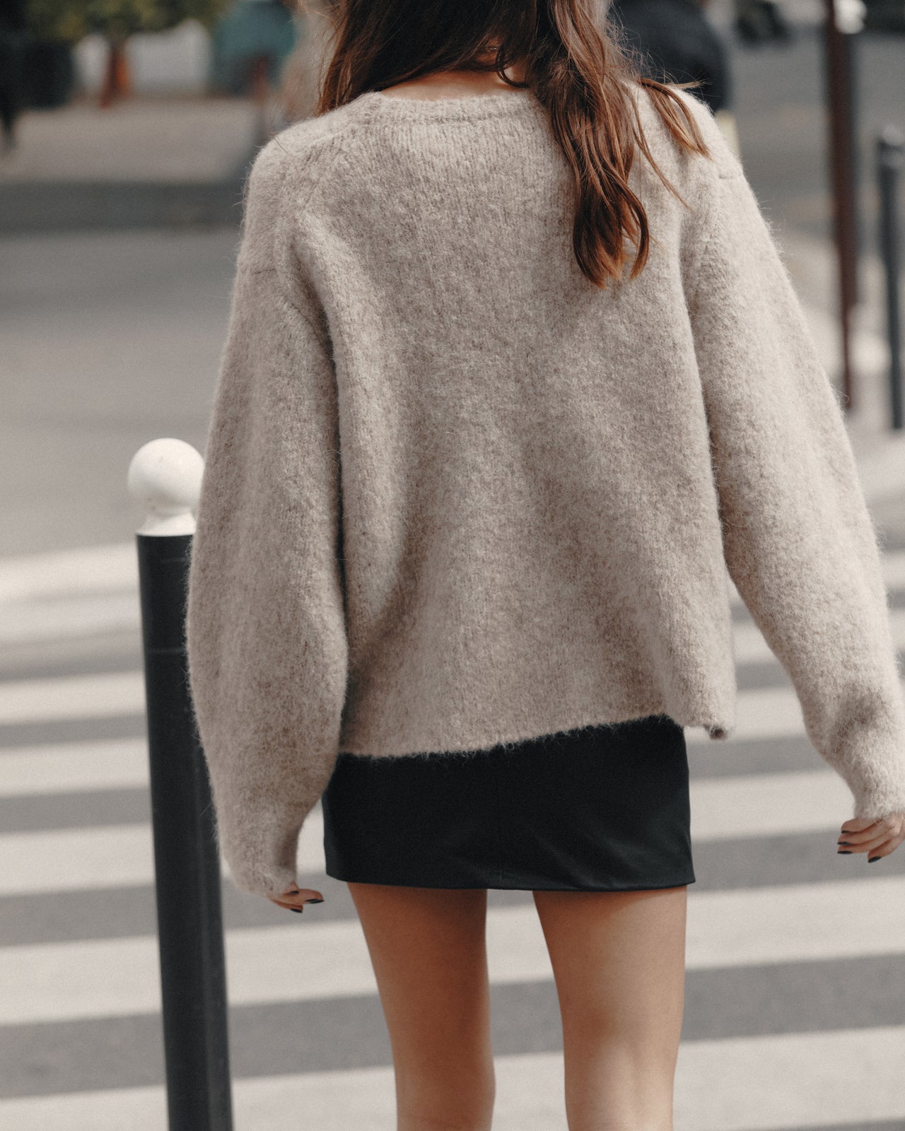 The Beige Fluffy Alpaca Knit Sweater