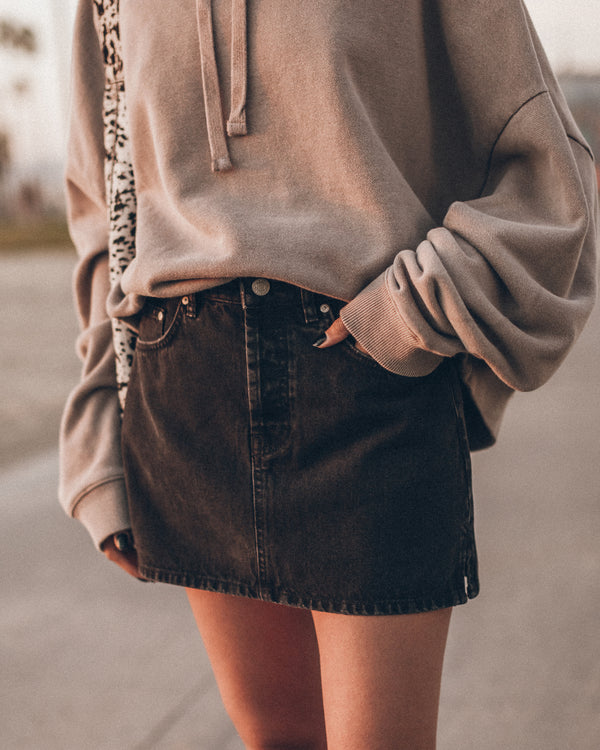 The Black Denim Mini Skirt