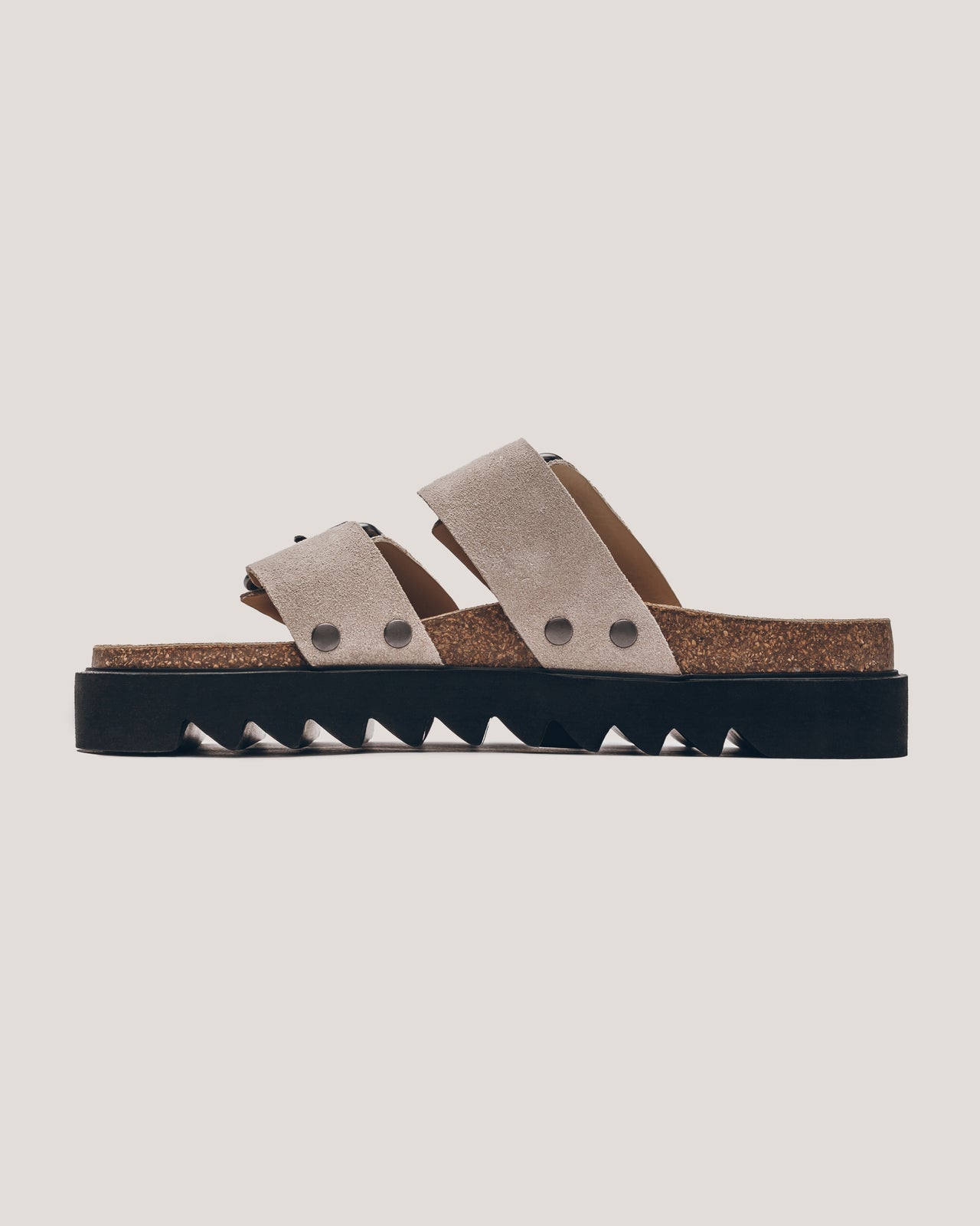The Beige Suede Buckle Sandals