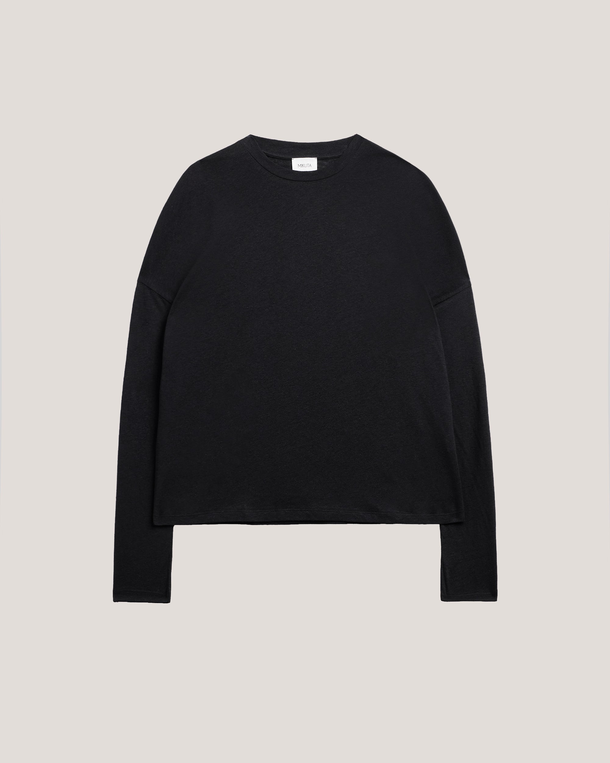 The Black Cotton Linen Loose Longsleeve