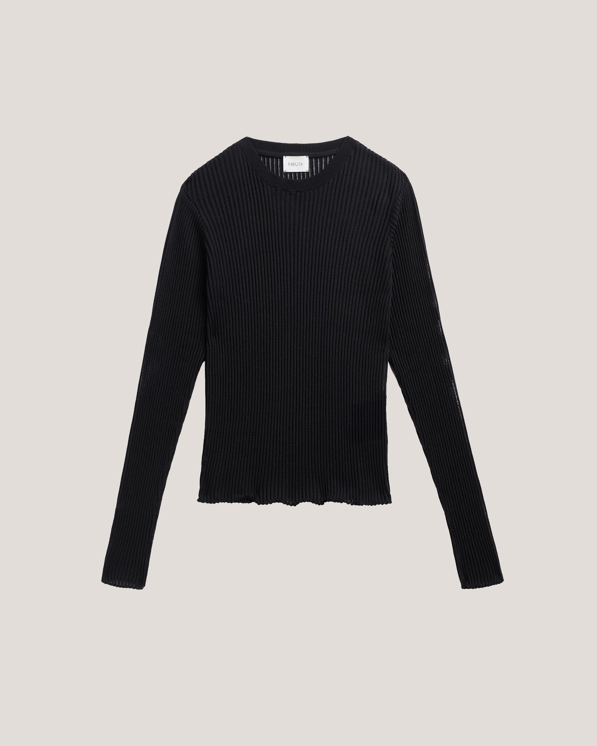 The Black Cotton Striped Thin Longsleeve