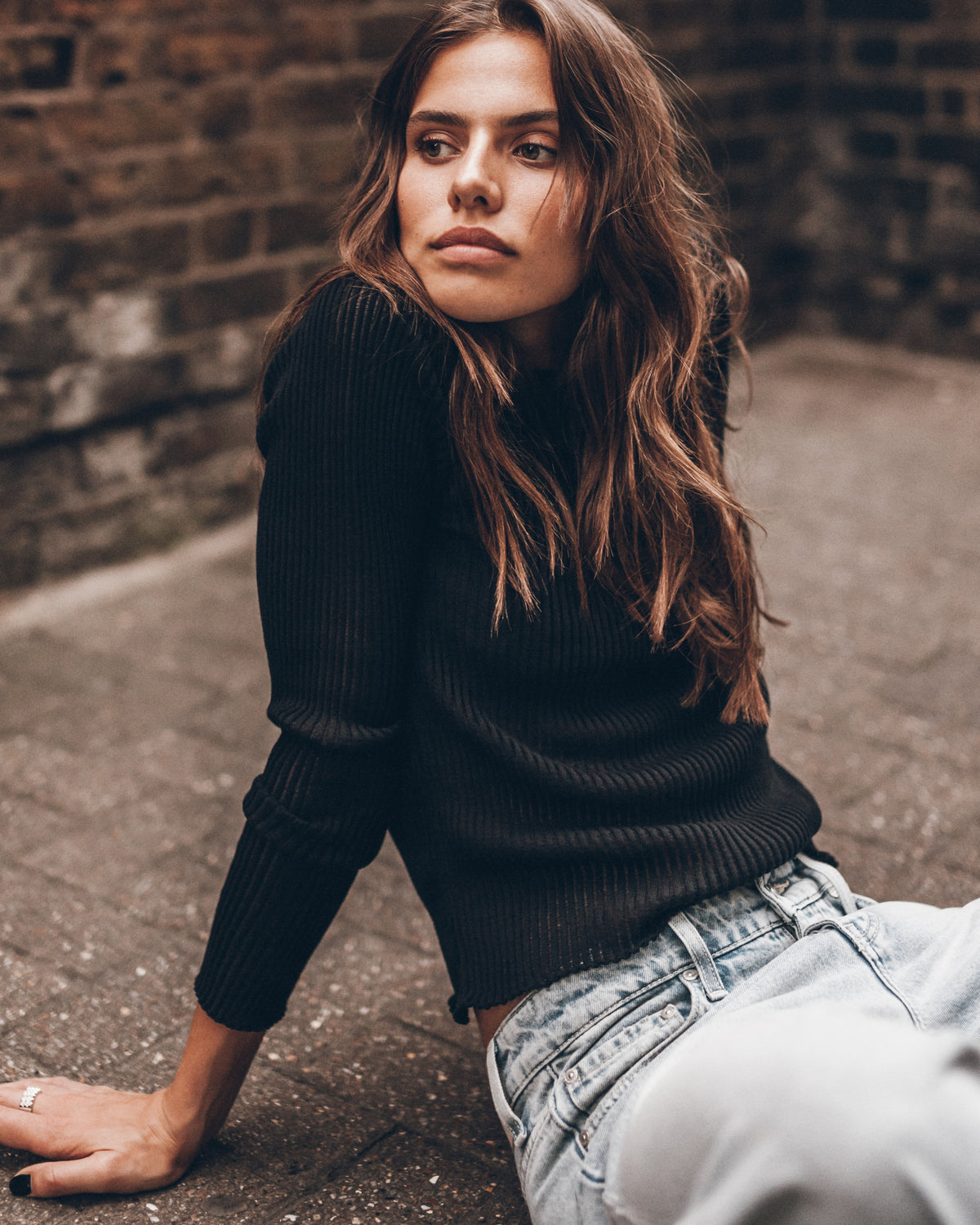 The Black Cotton Striped Thin Longsleeve
