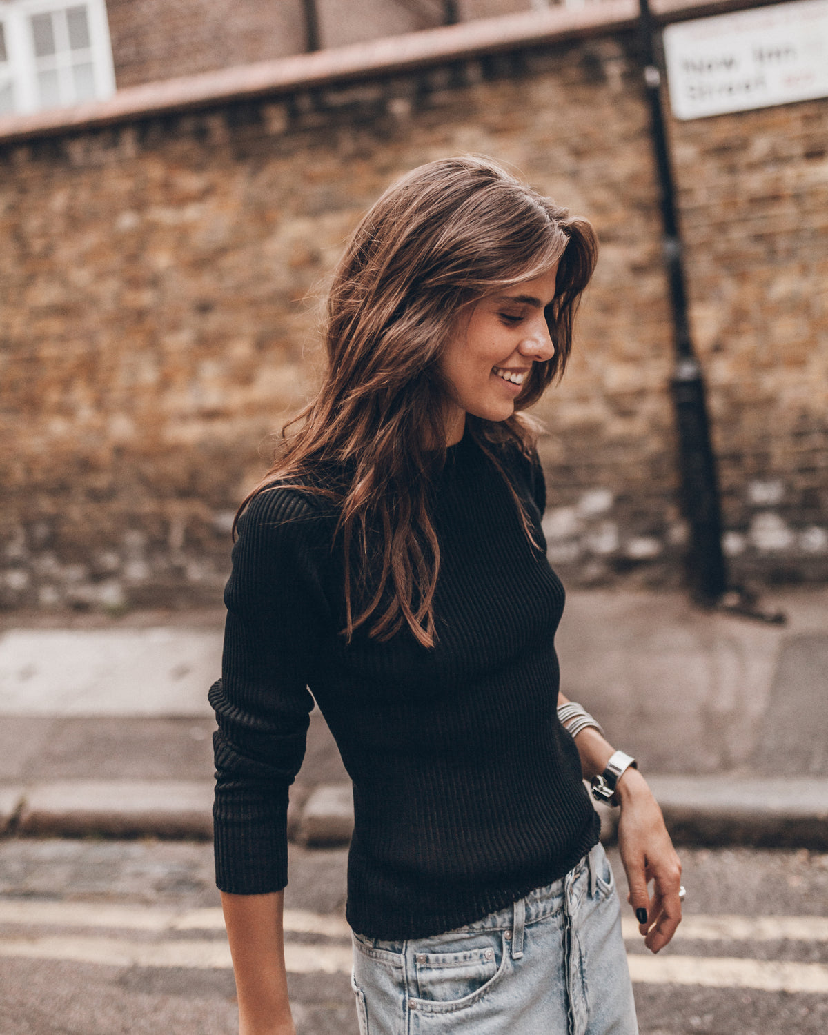 The Black Cotton Striped Thin Longsleeve