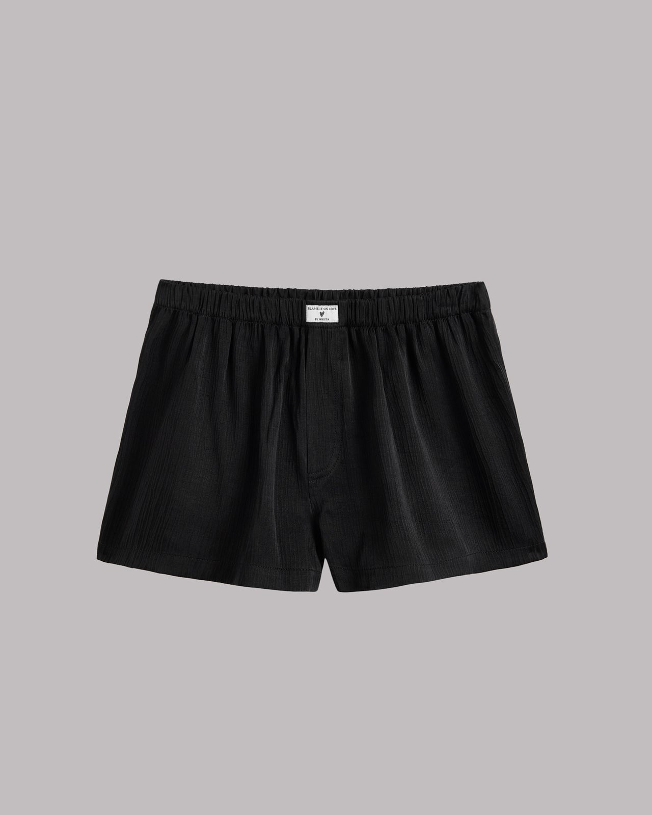 The Black Crinkle Boxer Shorts