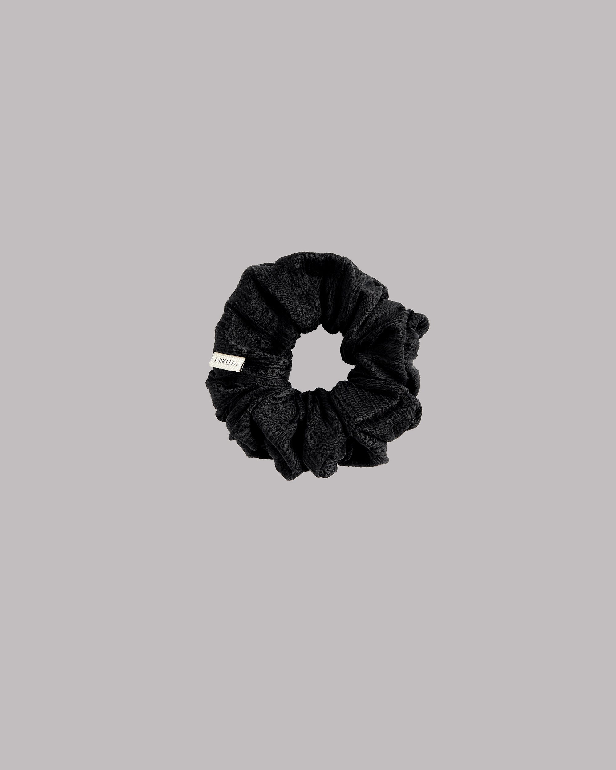 MIKUTA black crinkle scrunchie - Valentine's Day hair accessory