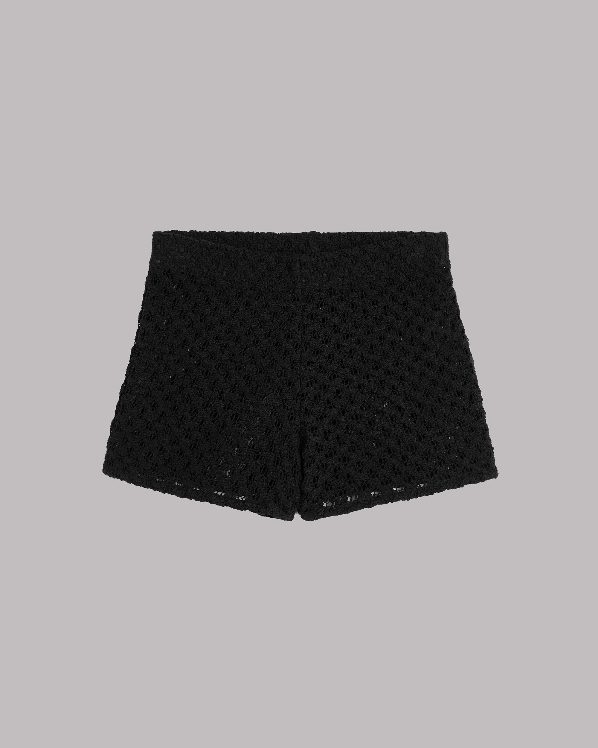 The Black Crochet Shorts Product Shot - Product photo