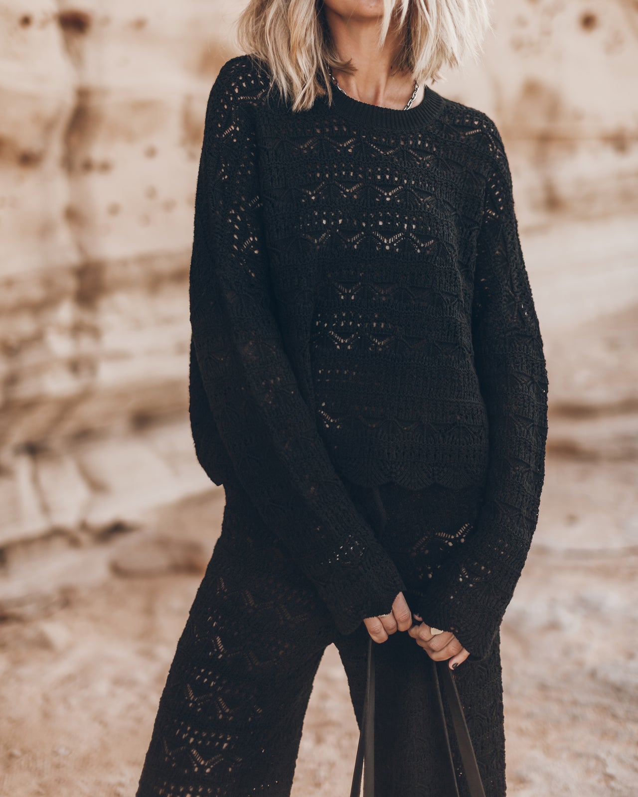 The Black Crochet Sweater The Black Crochet Pants - Product photo
