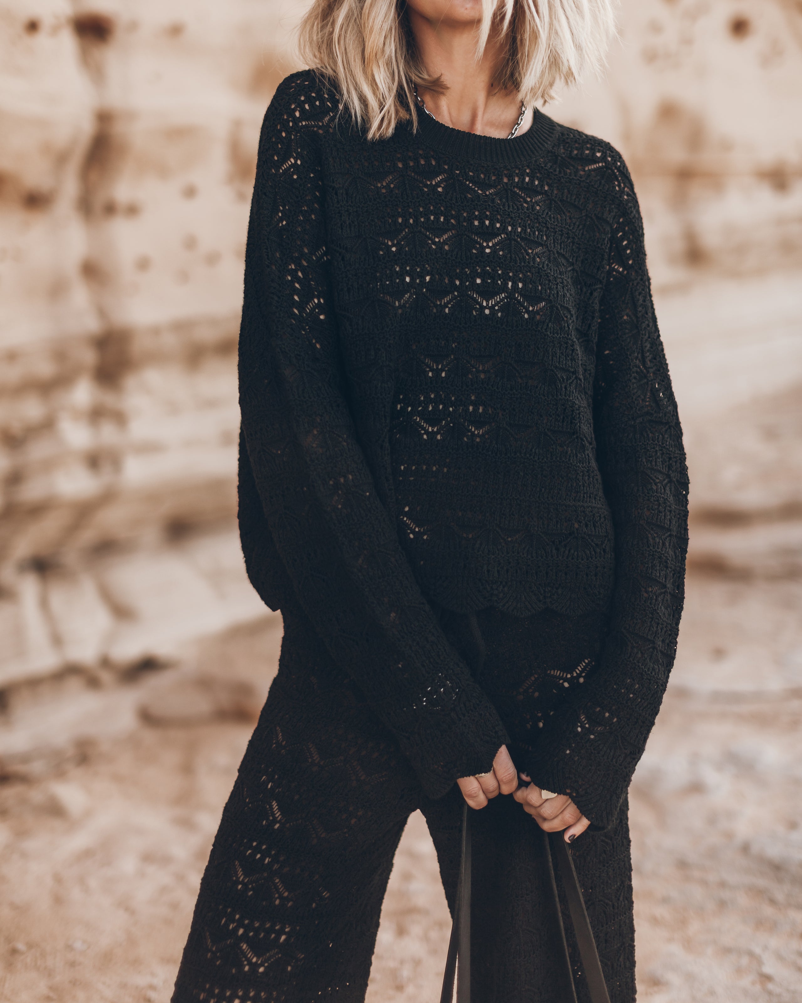 The Black Crochet Sweater